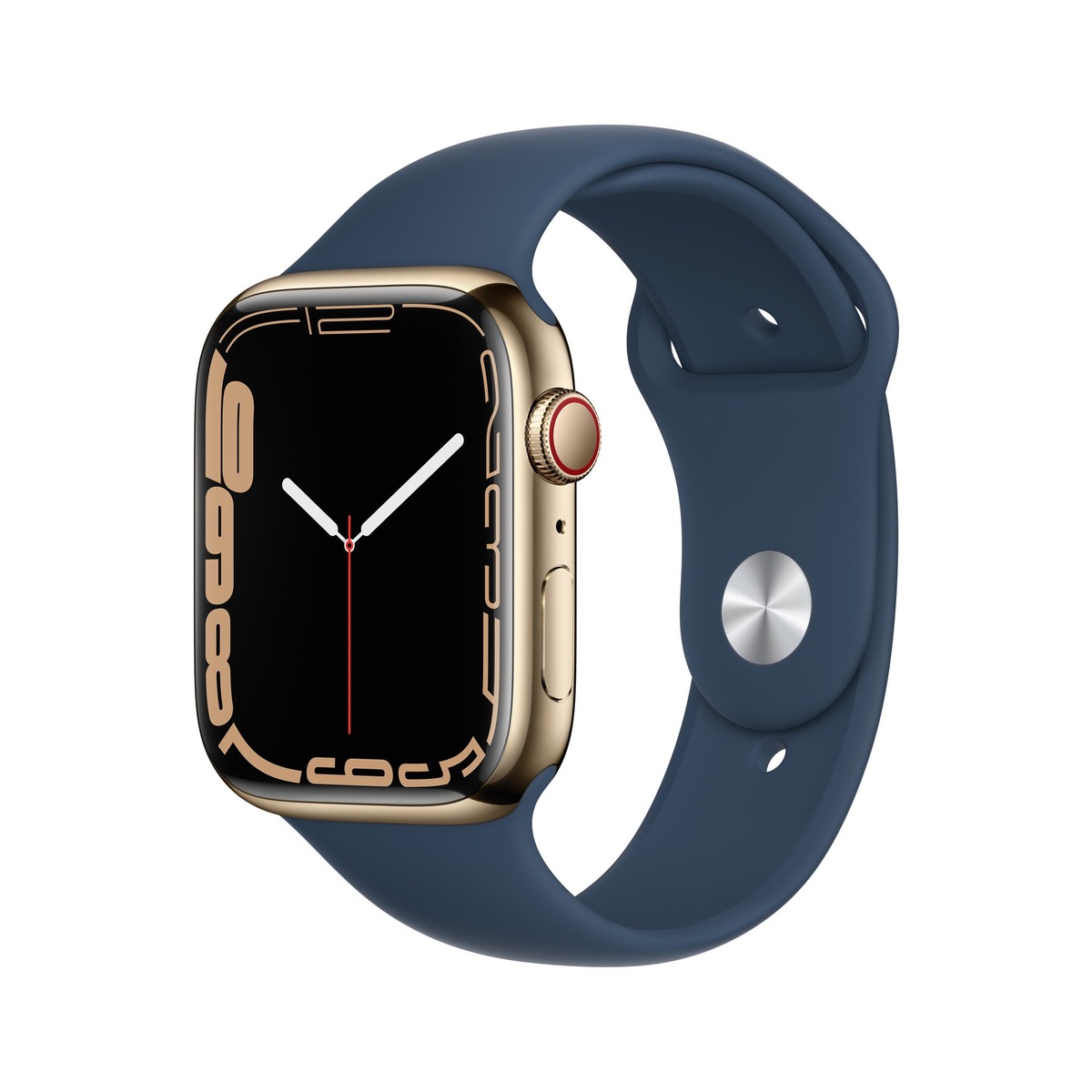 Apple Watch S7 45 mm GPS/LTE dorado acero inoxidable banda azul abismo MN9L3LL/A muy bueno - Imagen 1 de 1