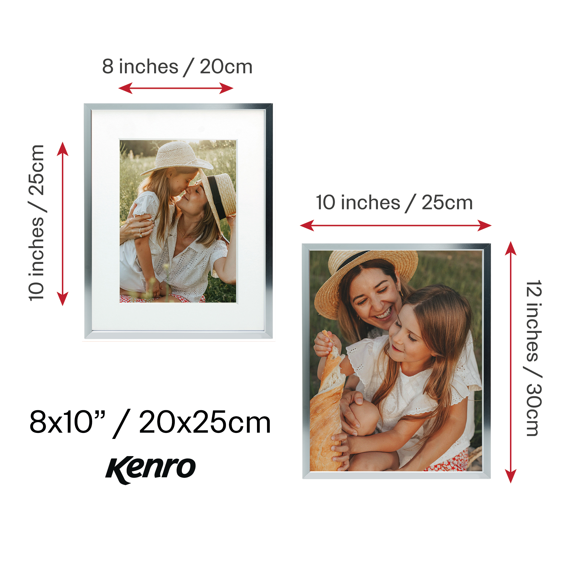 Kenro Fusion Series Graphite Metal Photo Frame with White Mat Sizes 6x4" - A3 - Picture 8 of 16