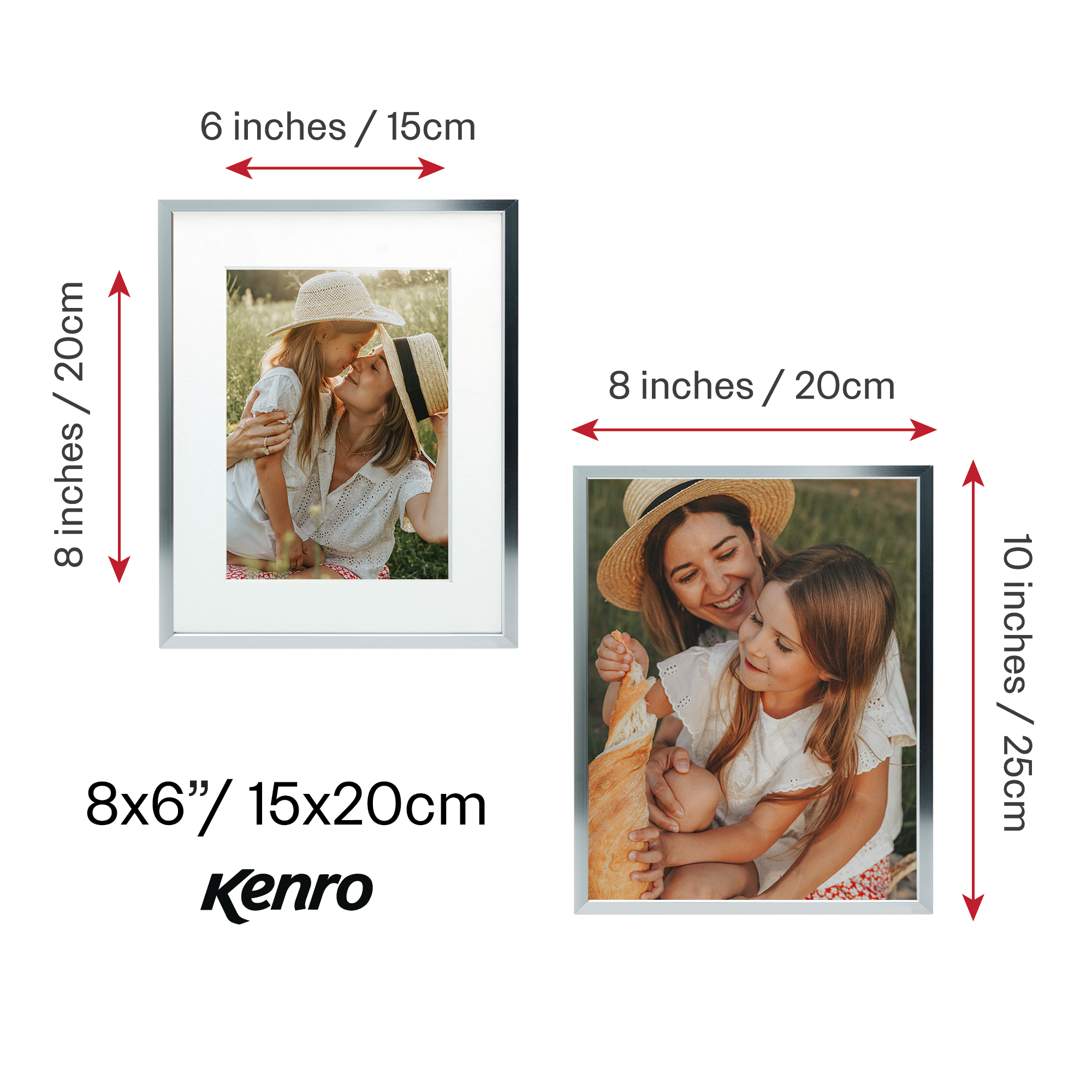 Kenro Fusion Series Graphite Metal Photo Frame with White Mat Sizes 6x4" - A3 - Picture 12 of 16