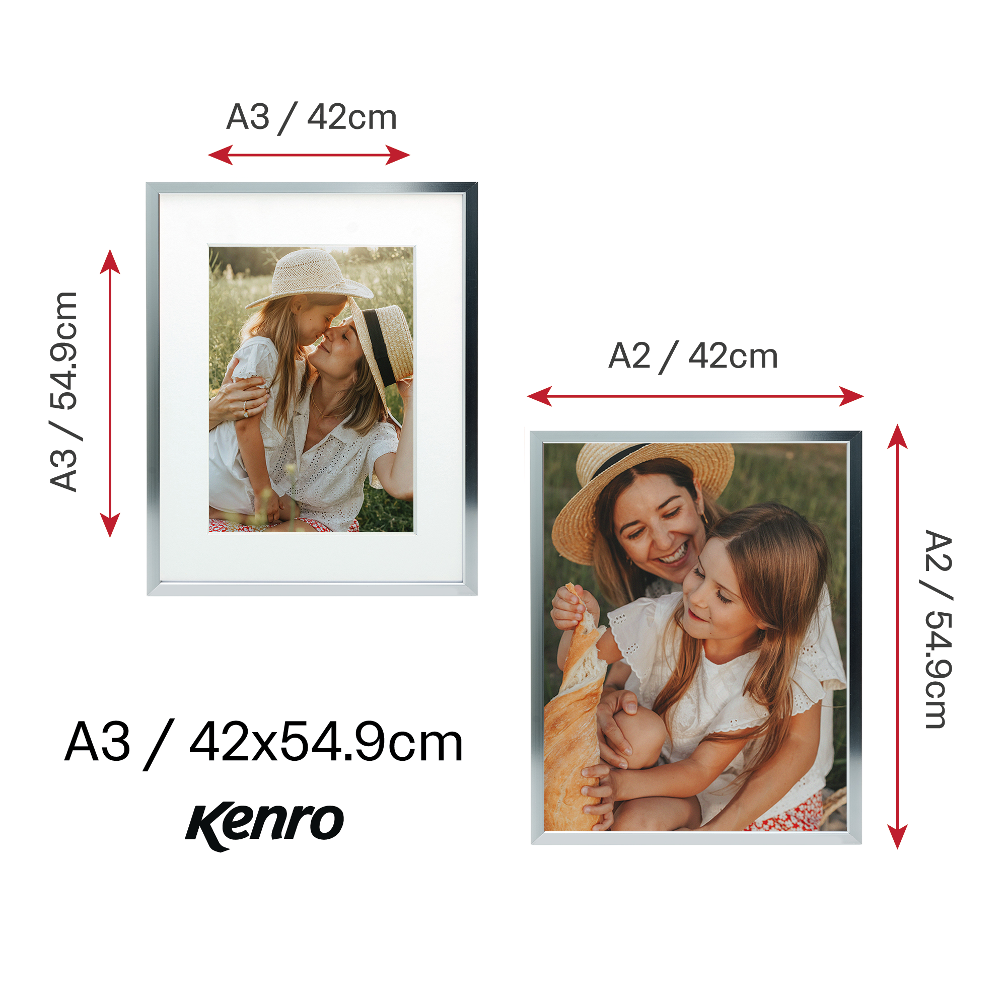 Kenro Fusion Series Graphite Metal Photo Frame with White Mat Sizes 6x4" - A3 - Picture 15 of 16