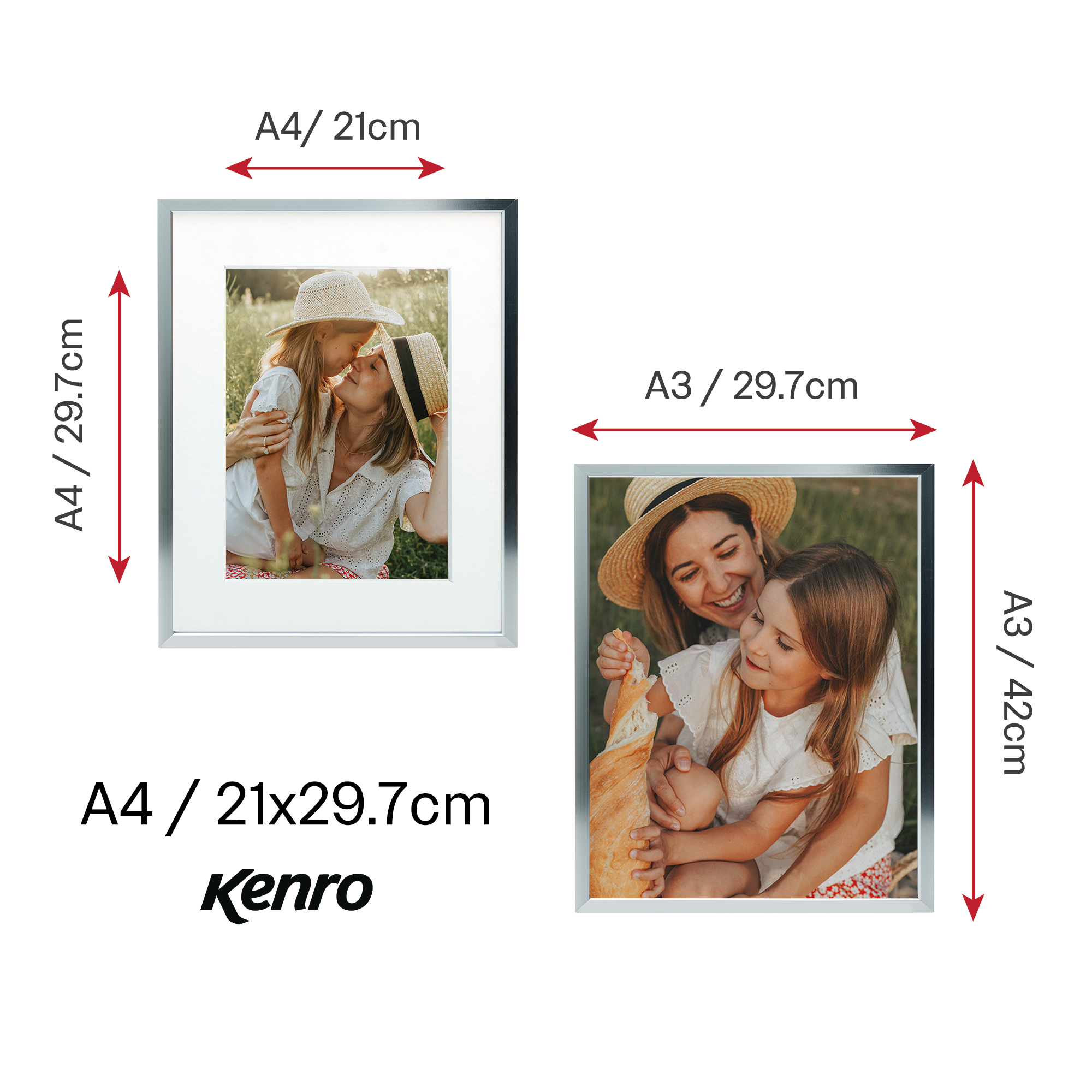 Kenro Fusion Series Graphite Metal Photo Frame with White Mat Sizes 6x4" - A3 - Picture 16 of 16