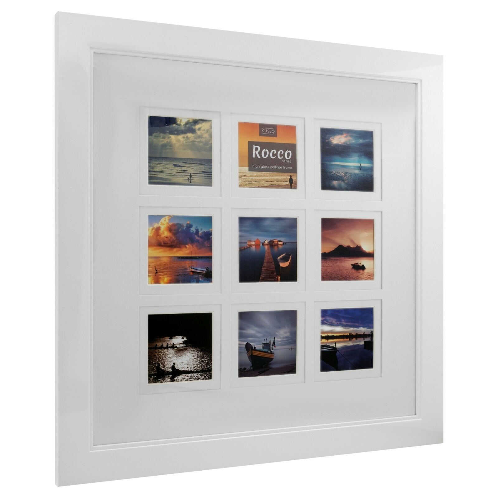 Kusso Rocco weißer Holz Bilderrahmen mit Hochglanzoberfläche und doppeltem weißen Passepartout - Bild 13 von 13