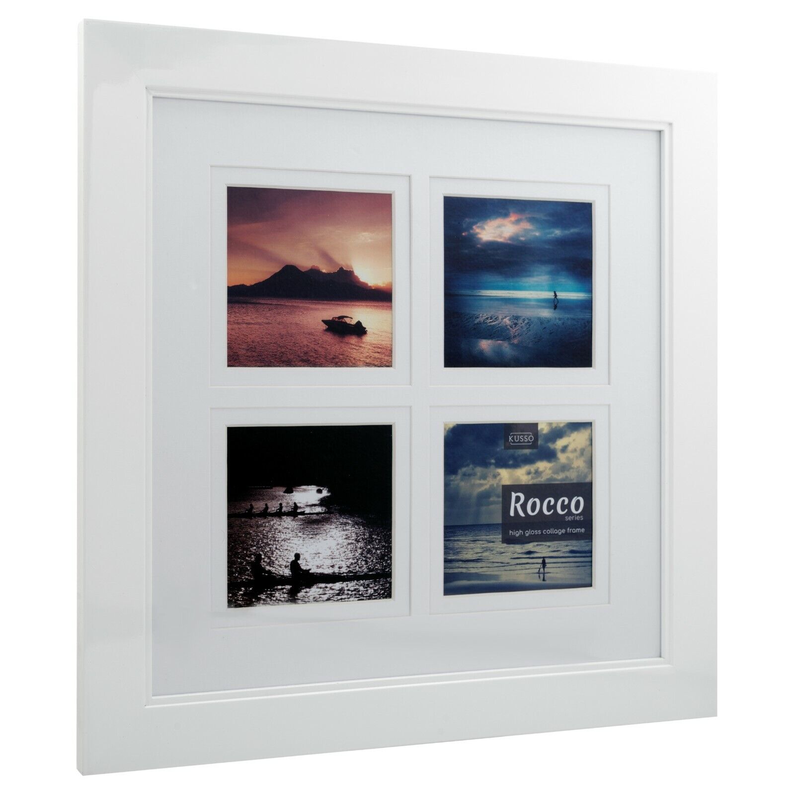 Kusso Rocco weißer Holz Bilderrahmen mit Hochglanzoberfläche und doppeltem weißen Passepartout - Bild 9 von 13