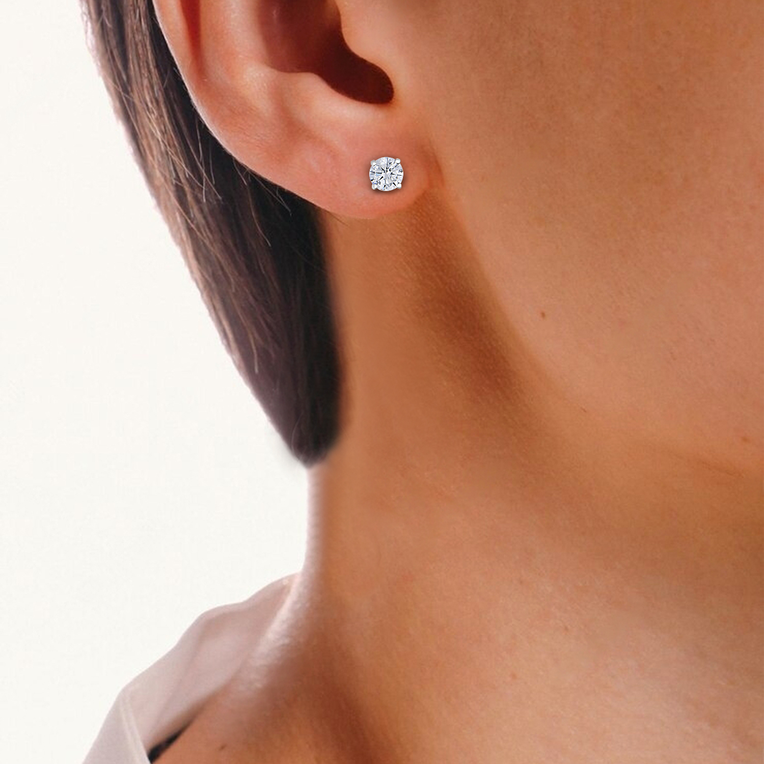Lab Created Diamond Stud Earrings 14K White or Yellow Gold Round VS1 Clarity 4 - Picture 9 of 12