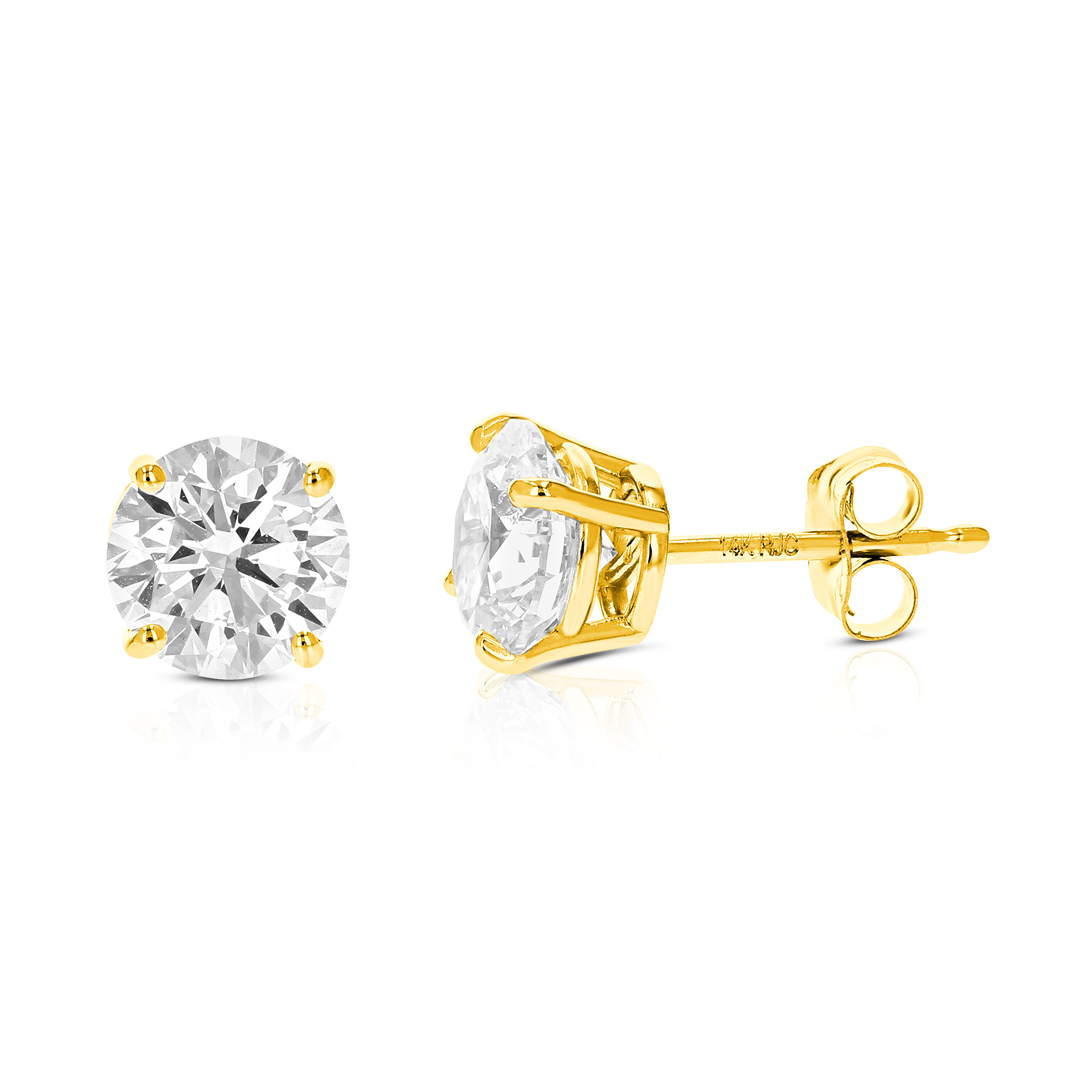 Lab Created Diamond Stud Earrings 14K White or Yellow Gold Round VS1 Clarity 4 - Picture 10 of 12