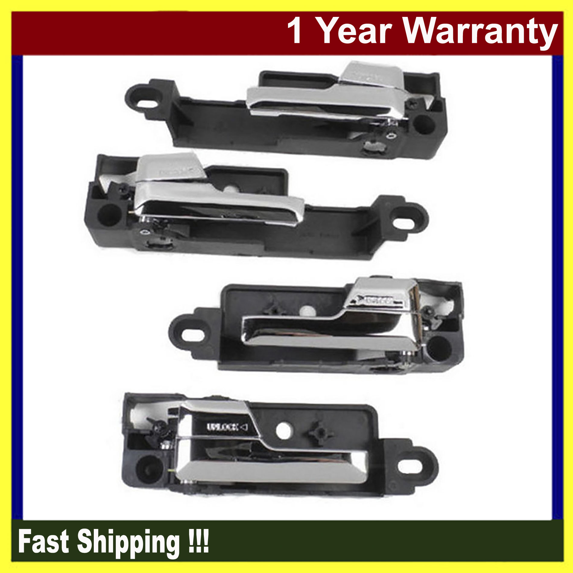 thumbnail image 2 of Autogalaxy Set Of 4 Inside Door Handles For Ford Fusion, Mercury Milan, Lincoln MKZ (2006-2012) – Black W/ Chrome 2 of 5