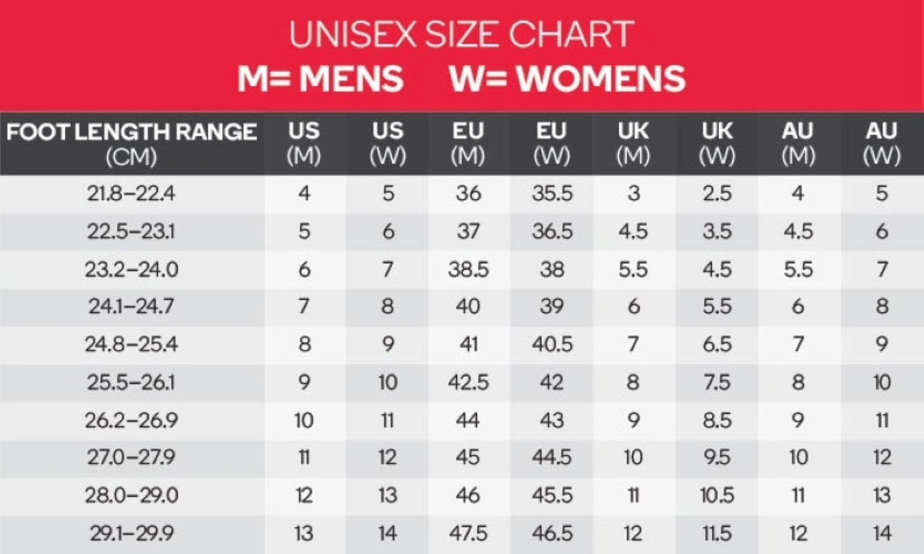 UGG Outback Unisex Size Chart