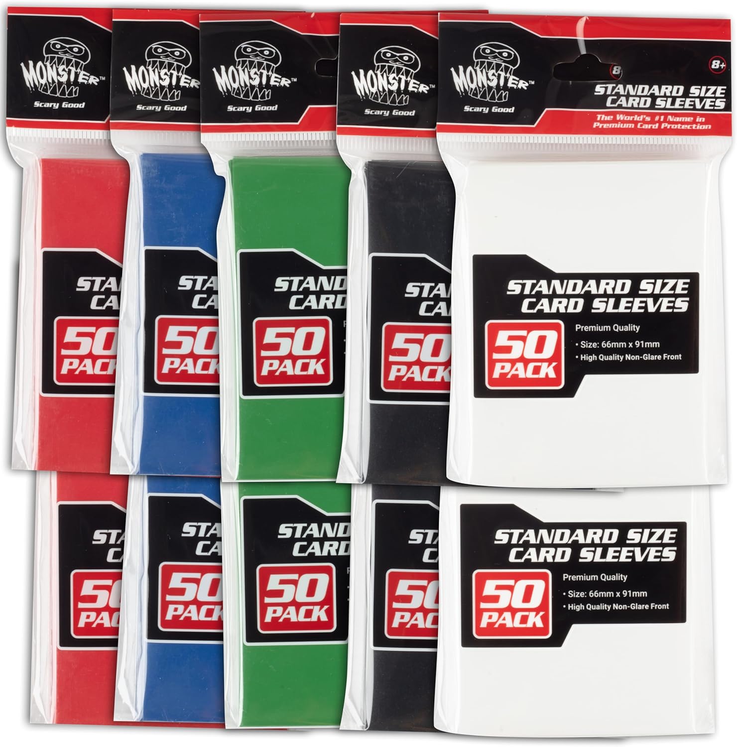 Monster Protectors Standard Card Sleeves(500 Pack) Standard Size (66mm x 91mm) Multi-Color Set of Card Protectors
