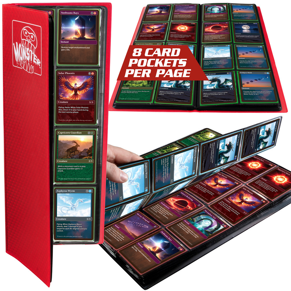 monster trading card binder Amazon.com: The Original Monster Trading Card Album - 20 Side Loading 4-Pocket Per Page TCG Binder - Holds 160 Sleeved Trading Cards - Matte Purple