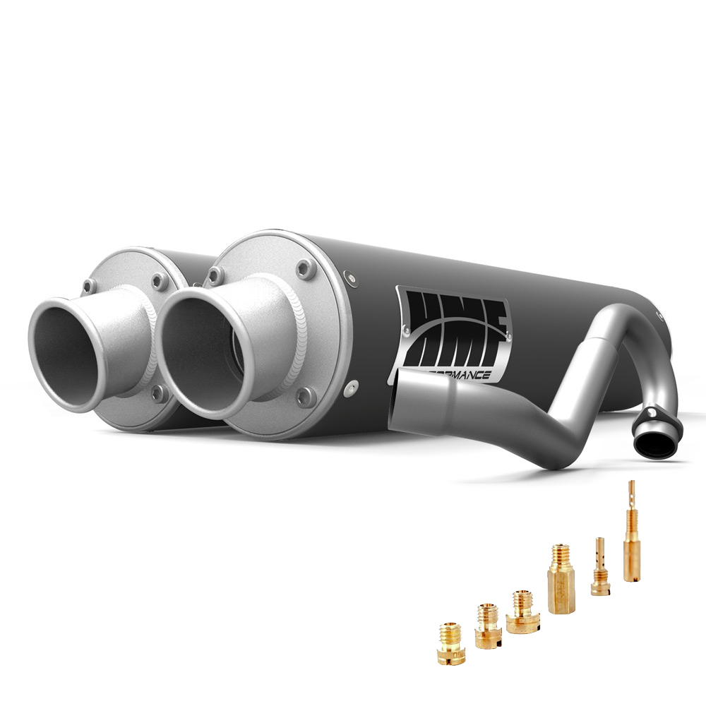 HMF Kawasaki KFX 700 Dual Full Exhaust Gun Metal + Jets (04-10) | eBay