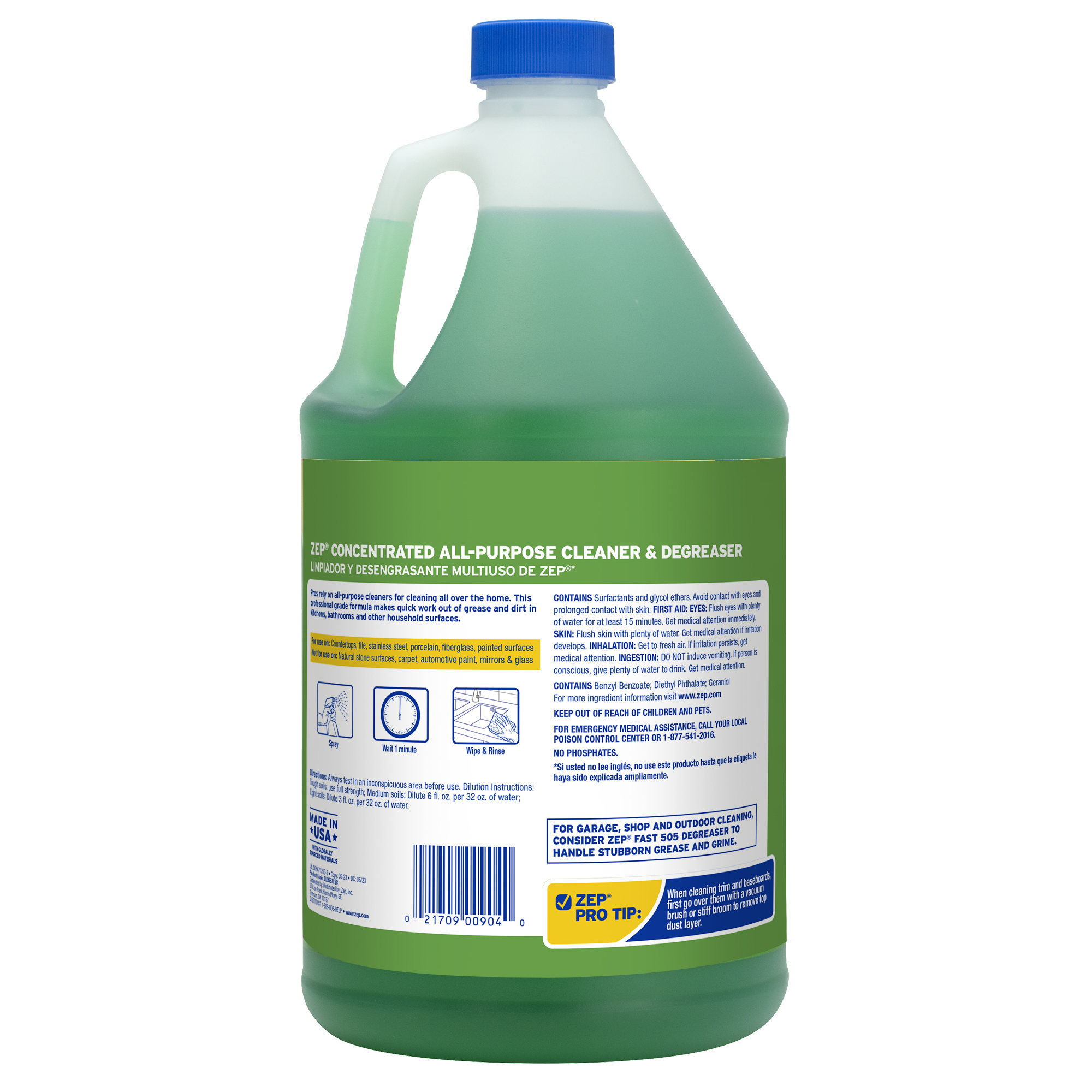 Zep Concentrated All-Purpose Cleaner and Degreaser - 1 Gallon (Case of 4)