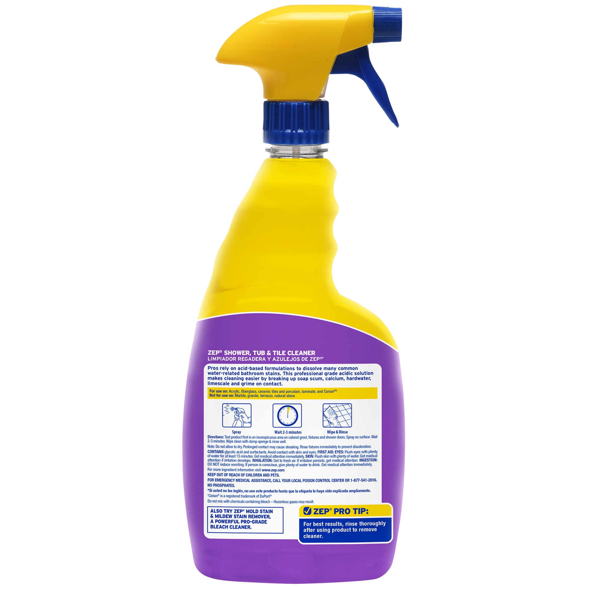 Zep Foaming Shower Tub and Tile Cleaner Acidic Scrub Free Formula Penetrates