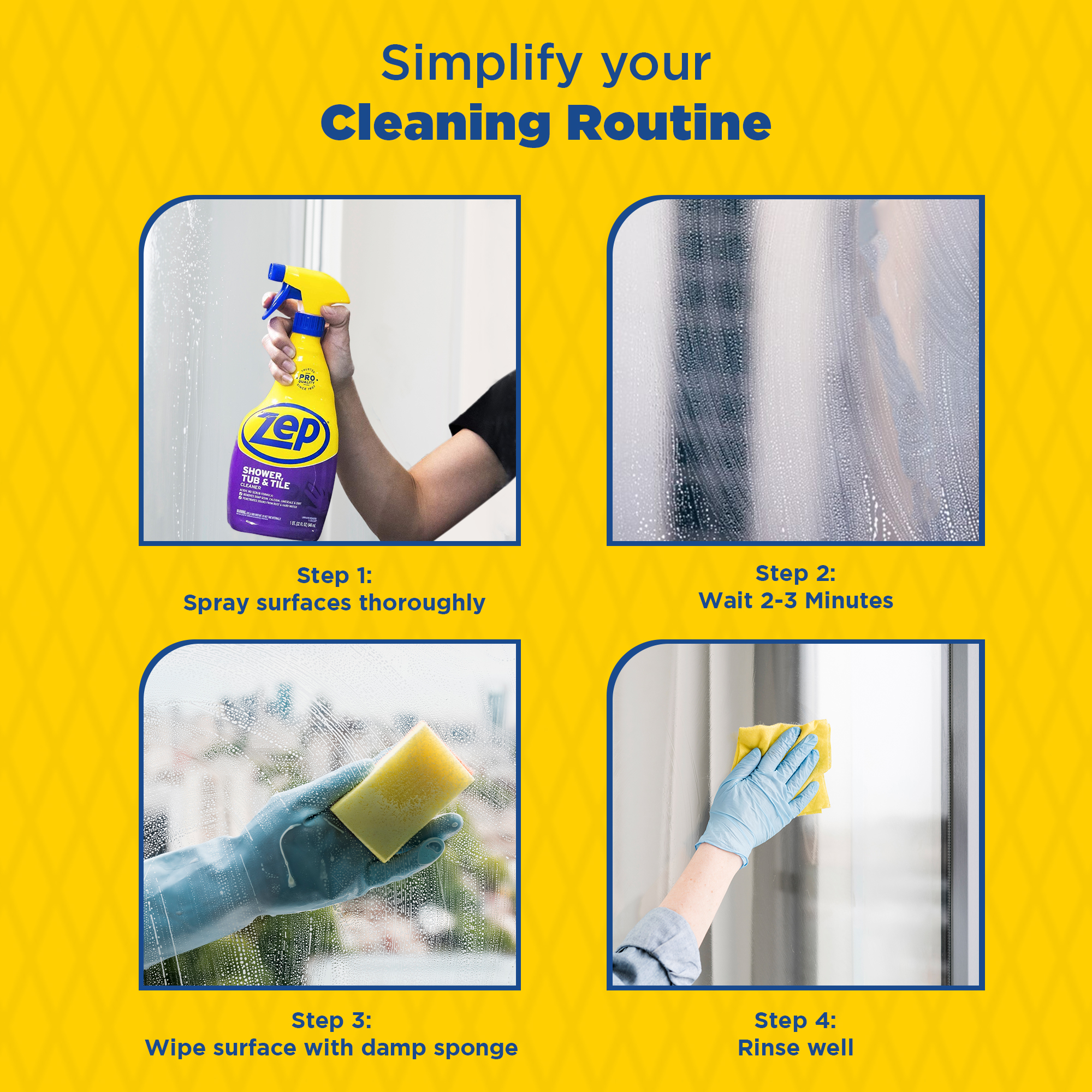 Zep Foaming Shower Tub and Tile Cleaner Acidic Scrub Free Formula Penetrates