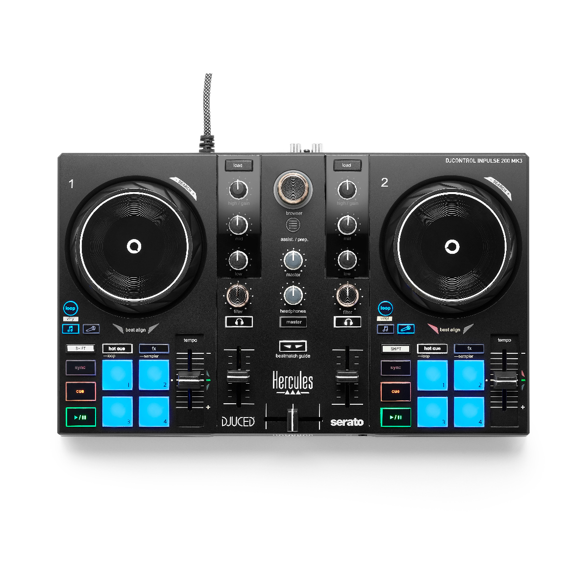 Hercules DJ Control Inpulse 200 MK3 2-Channel DJ Controller for Serato DJ Lite