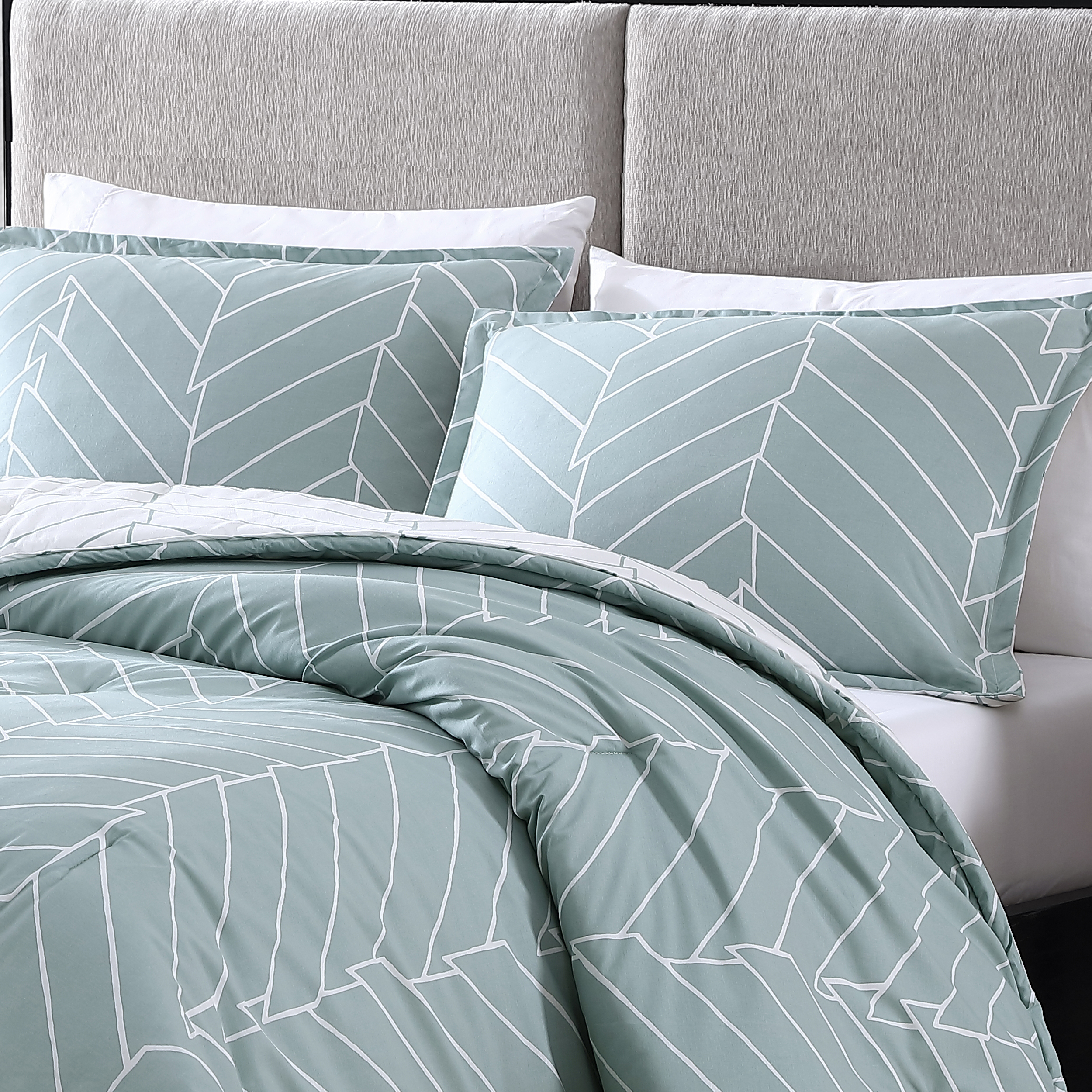 City Scene Ceres Cotton Green 3 Piece Comforter Set-Full/Queen - Picture 18 of 21