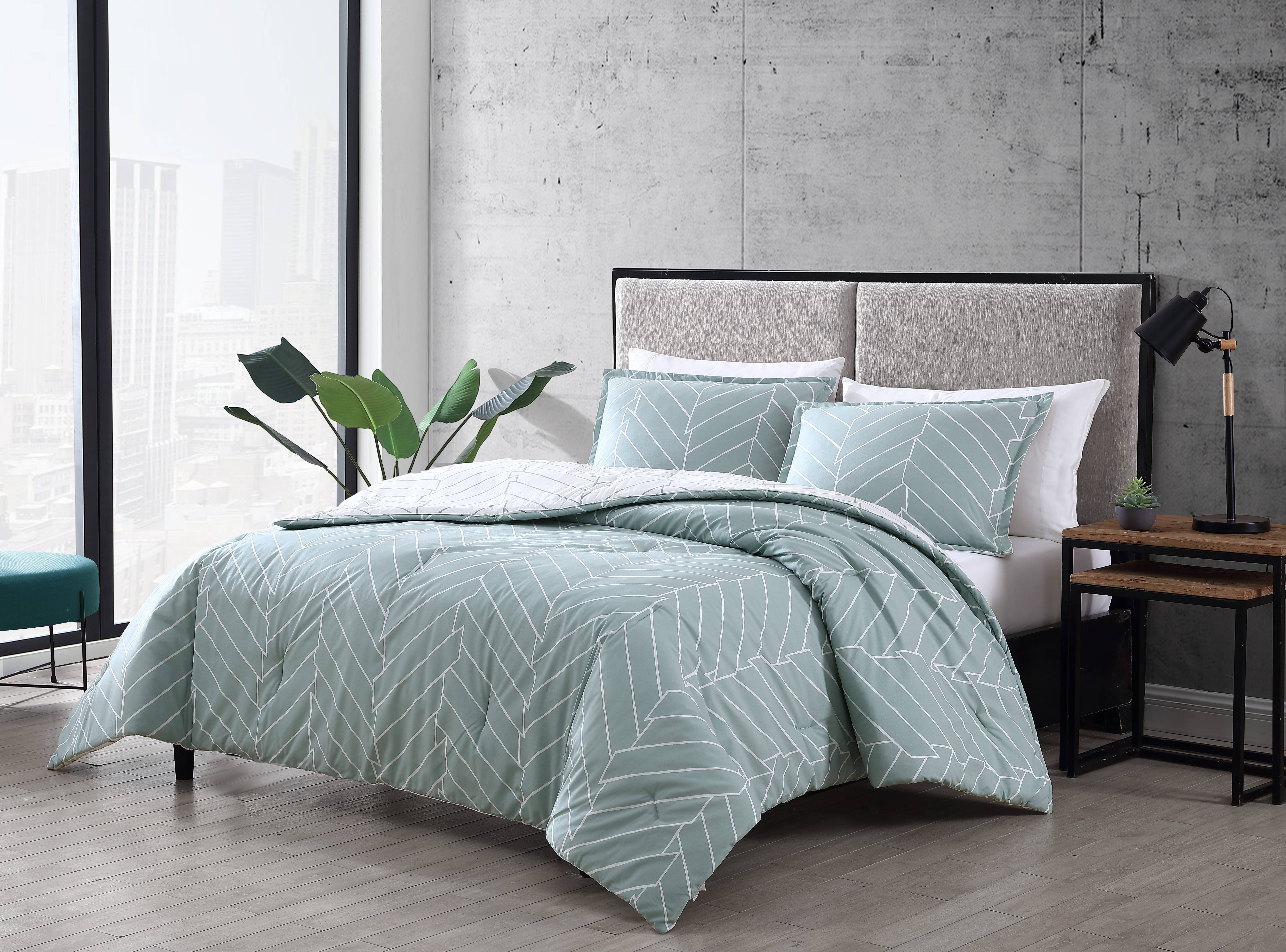 City Scene Ceres Cotton Green 3 Piece Comforter Set-Full/Queen - Picture 15 of 21