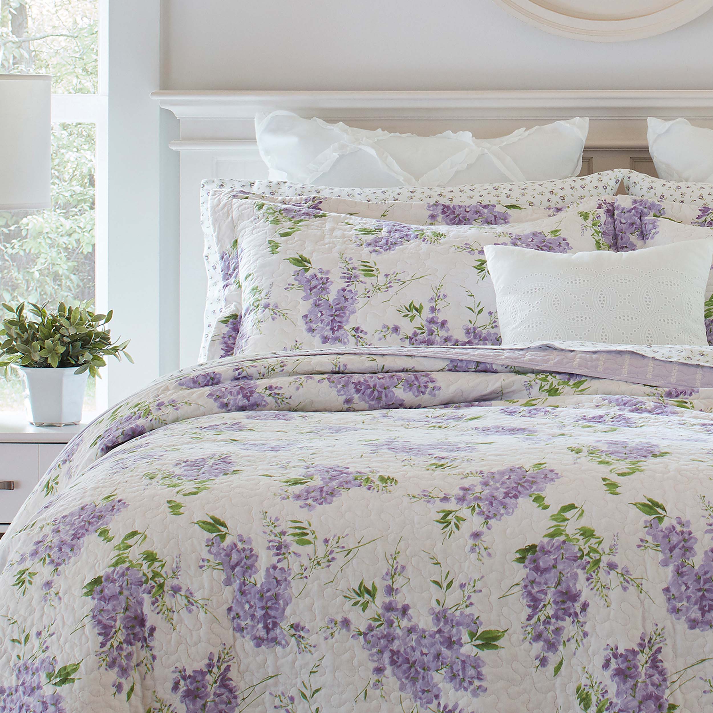 Laura Ashley Keighley Quilt Set 3PC 100% Cotton Reversible Natural Breathable - Picture 14 of 37