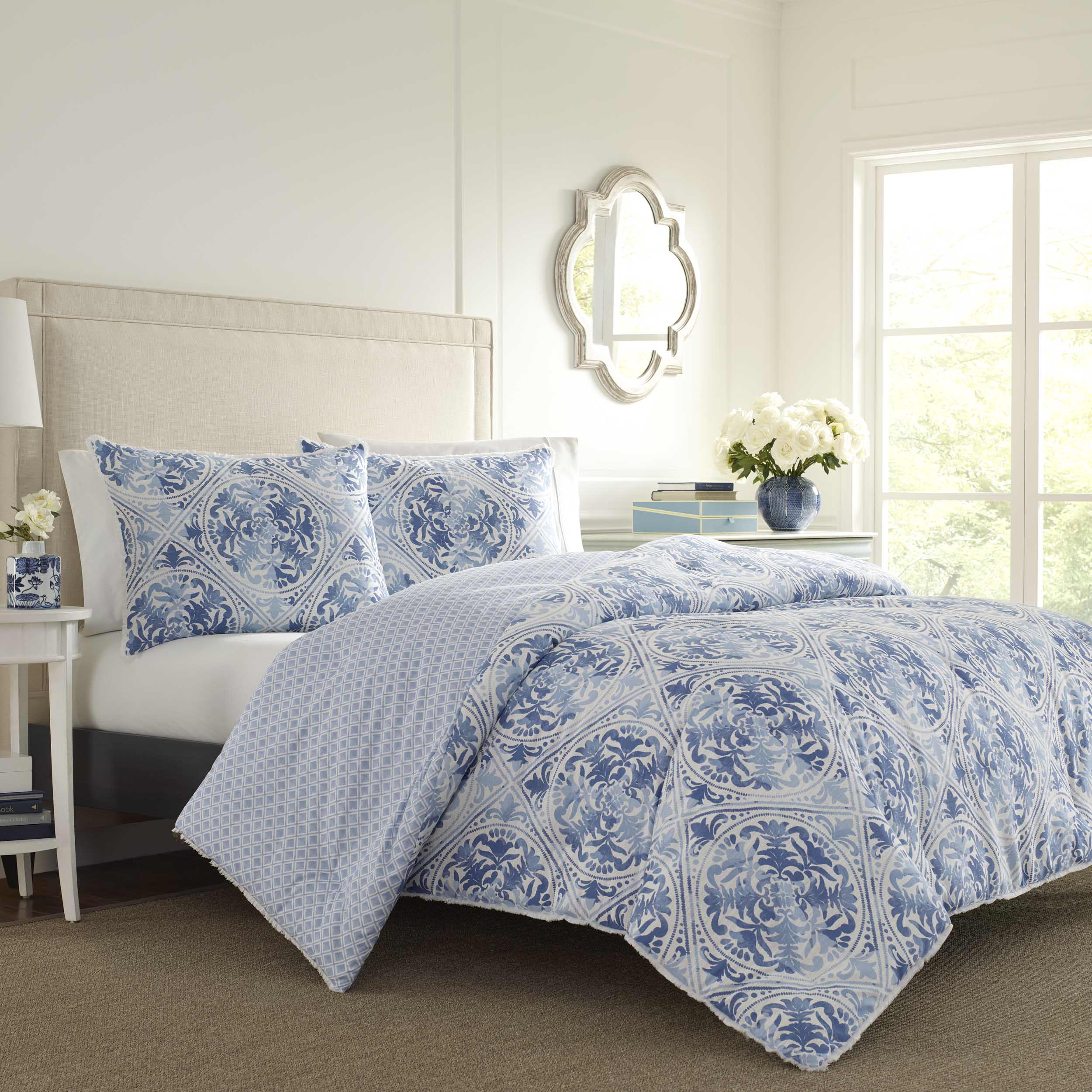 Laura Ashley - Decoración del hogar - Juego de edredón y farsa 100 % algodón - Imagen 12 de 17