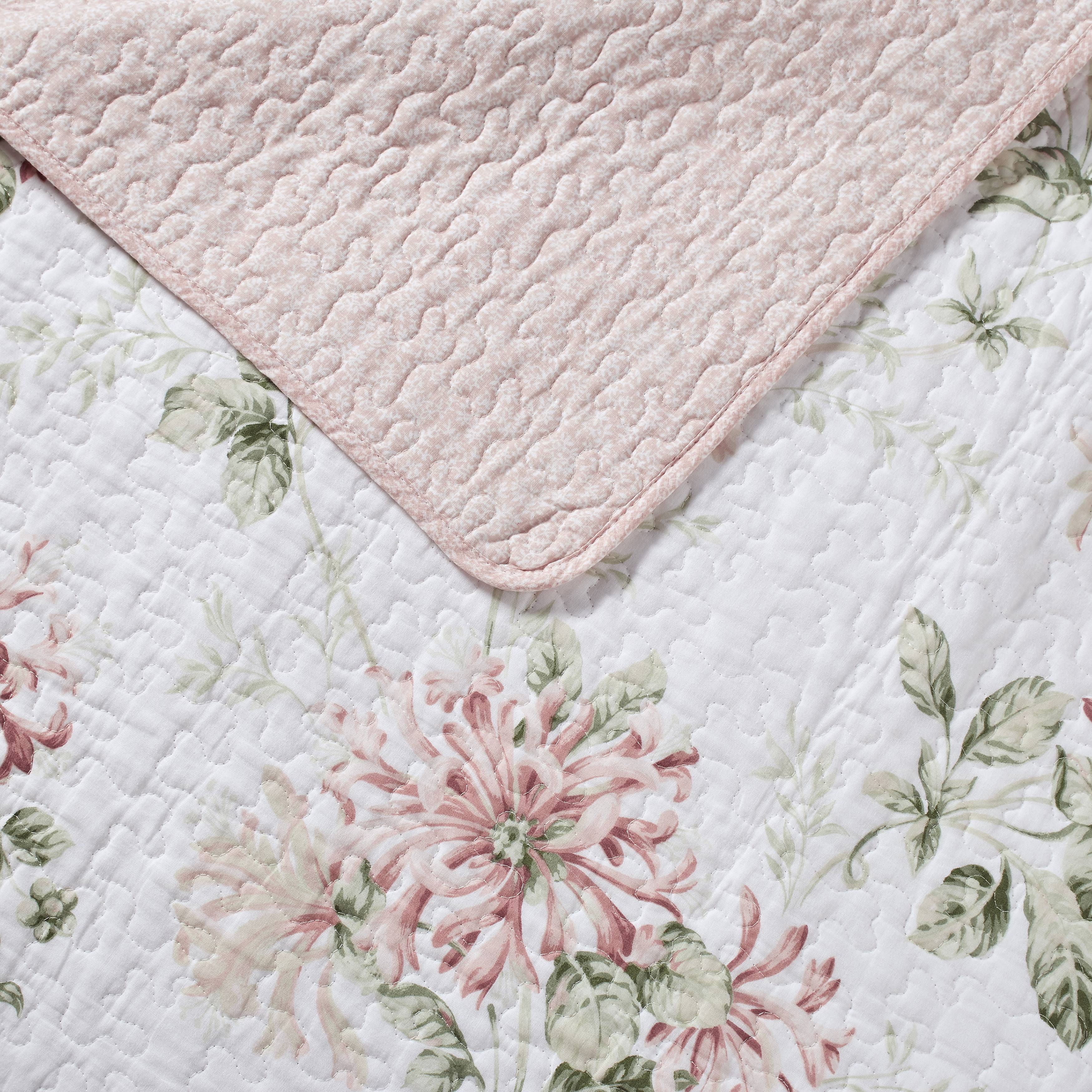 Laura Ashley Honeysuckle Quilt Set 3PC 100% Cotton Reversible Natural Breathable - Picture 14 of 40