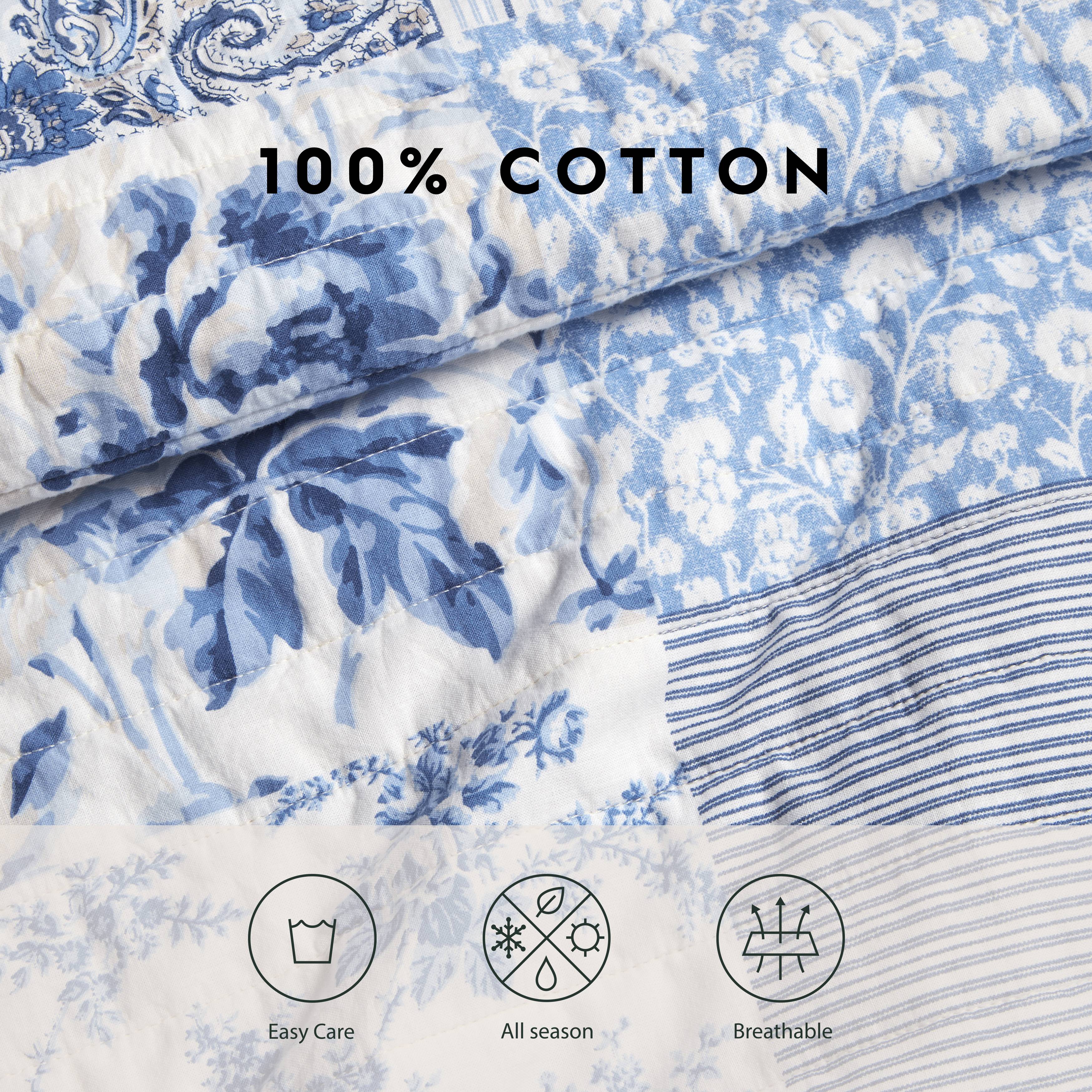 Juego de edredón Laura Ashley Paisley Patchwork 3 piezas 100 % algodón natural suave transpirable - Imagen 18 de 19