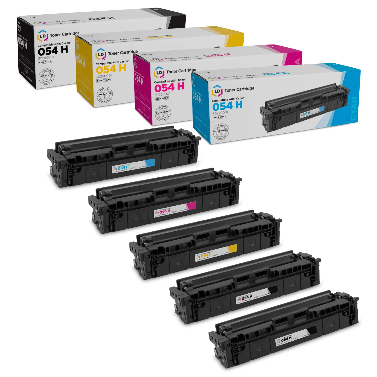 LD Compatible Canon 054H High Capacity Toner: 2 Black 1 Cyan 1 Magenta 1 Yellow - 第 1/9 張圖片