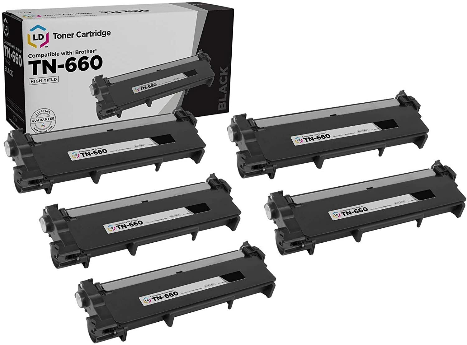 LD Comp Brother TN660 5pk HY nero L2520 L2540 L2300D L2320D L2700 L2720 - Foto 1 di 9