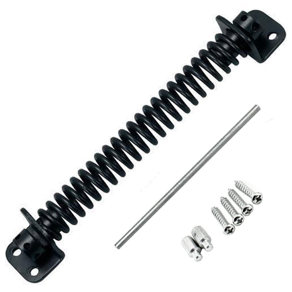 Outdoor Garden Gate Latch T-Hinge Catch Black Metal Fixing Spring Auto Slam