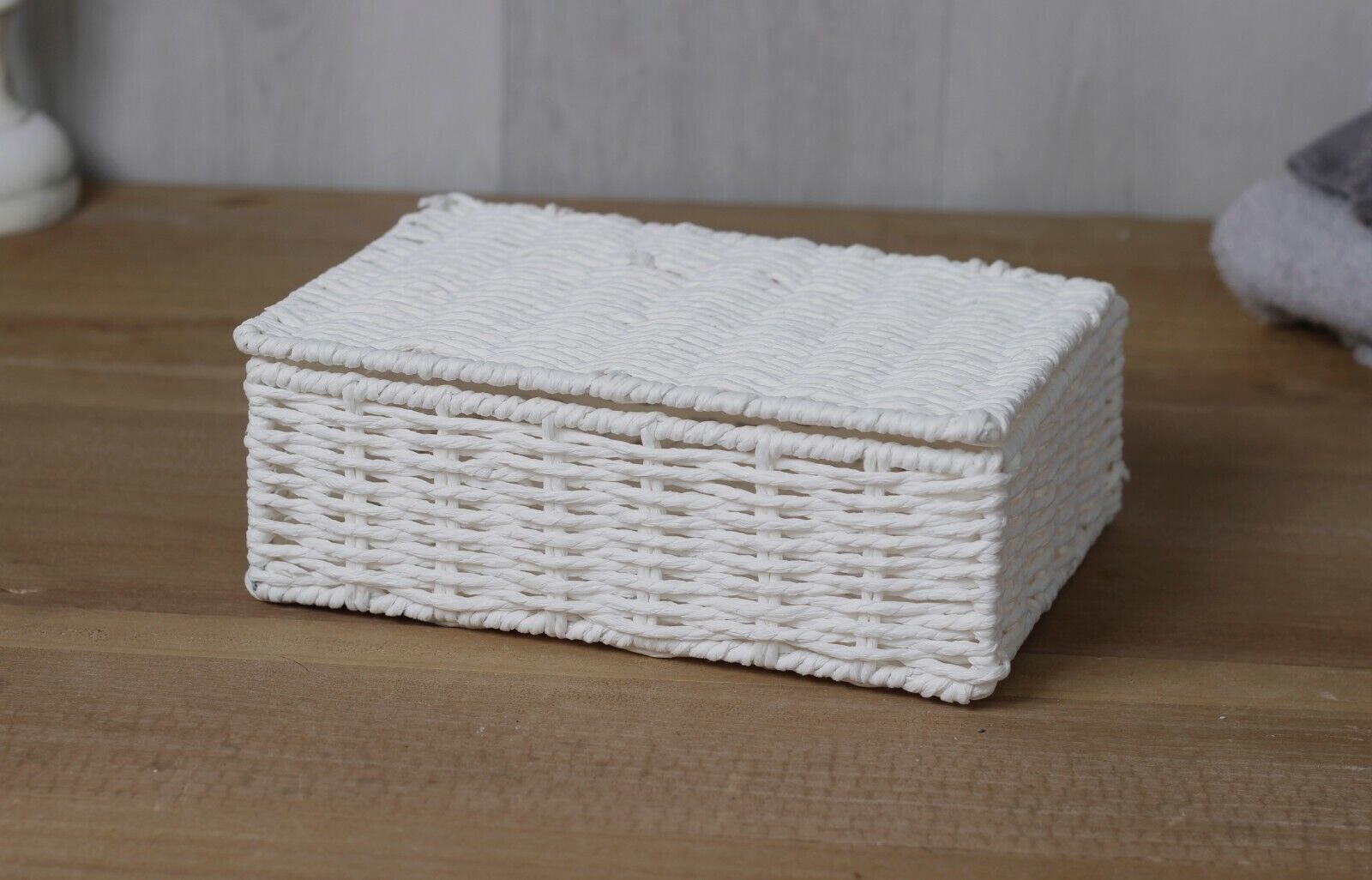 3 Storage Basket Set Resin Wicker Woven Hamper Box Lid & Lock Stackable Home - Picture 31 of 42