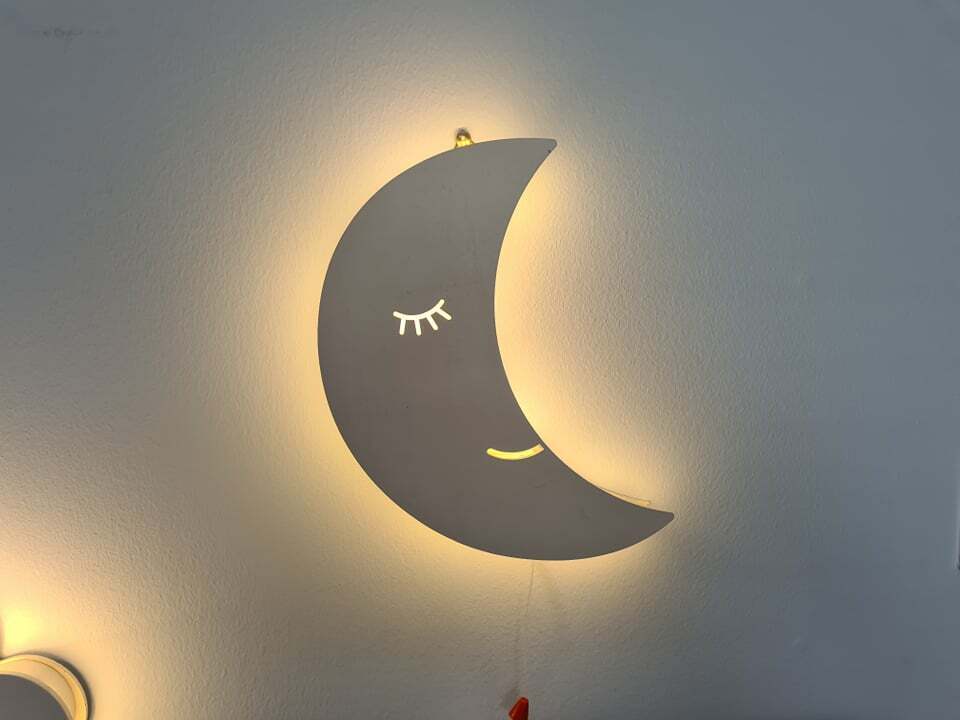 Kid's Night Light Lamp Balloon Moon Cloud Pink Blue Nursery Wooden Decor Home - Picture 36 of 45