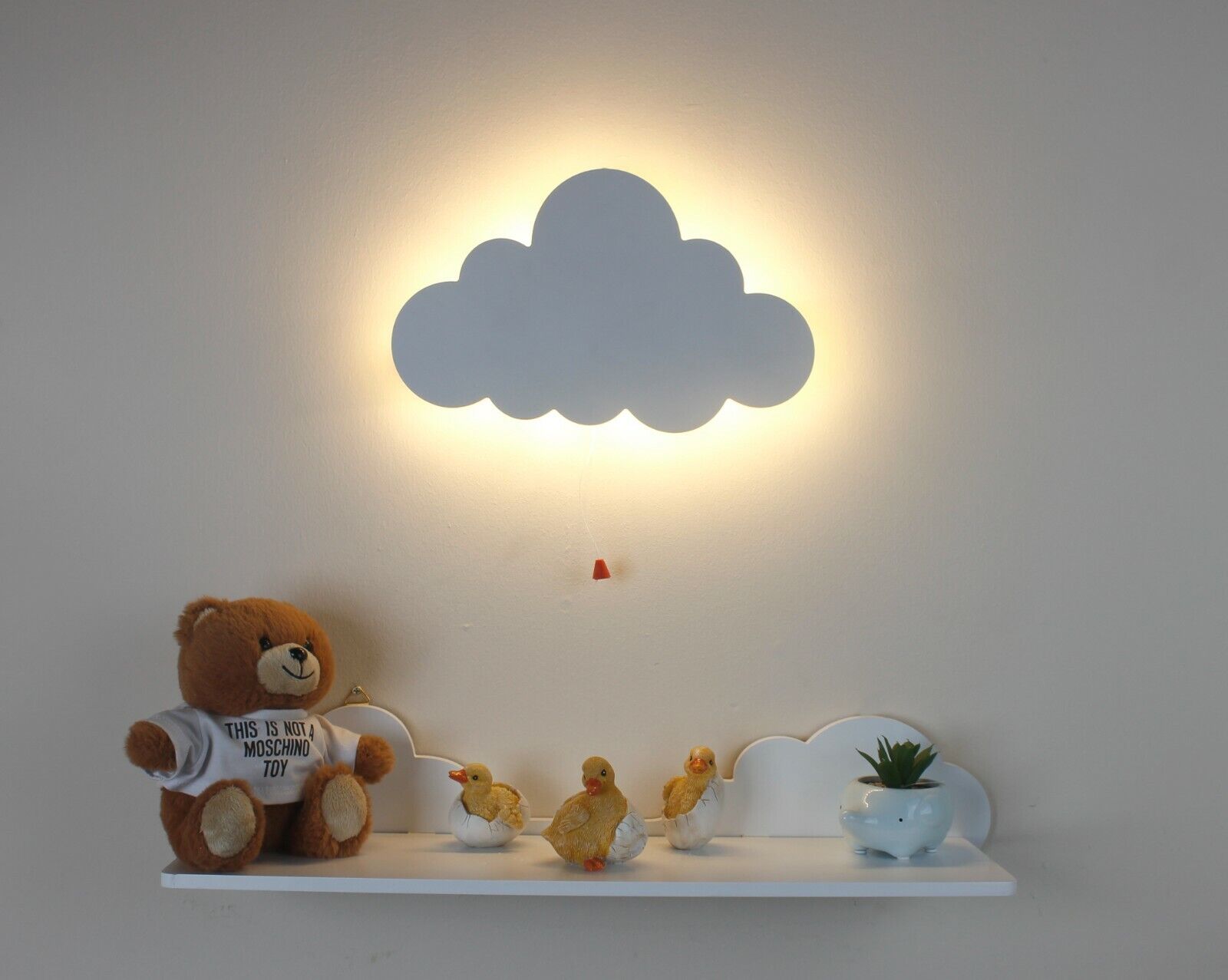 Kid's Night Light Lamp Balloon Moon Cloud Pink Blue Nursery Wooden Decor Home - Picture 23 of 45