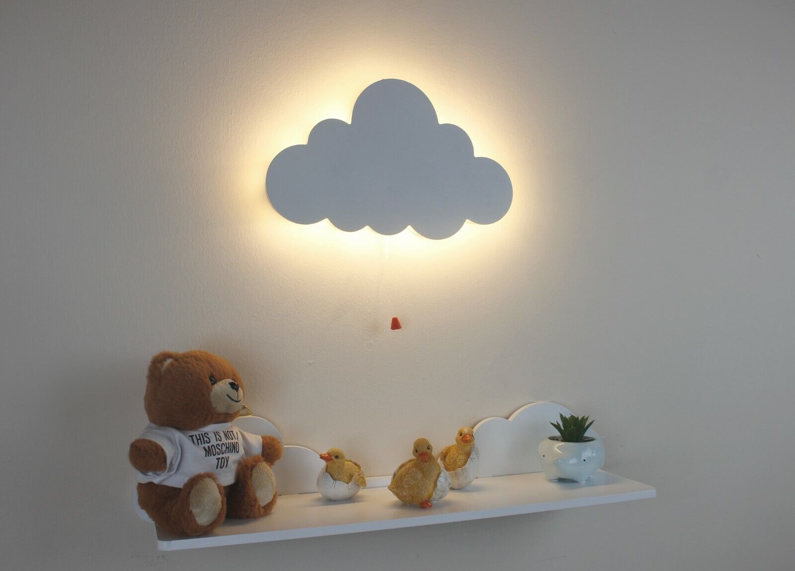 Kid's Night Light Lamp Balloon Moon Cloud Pink Blue Nursery Wooden Decor Home - Picture 24 of 45