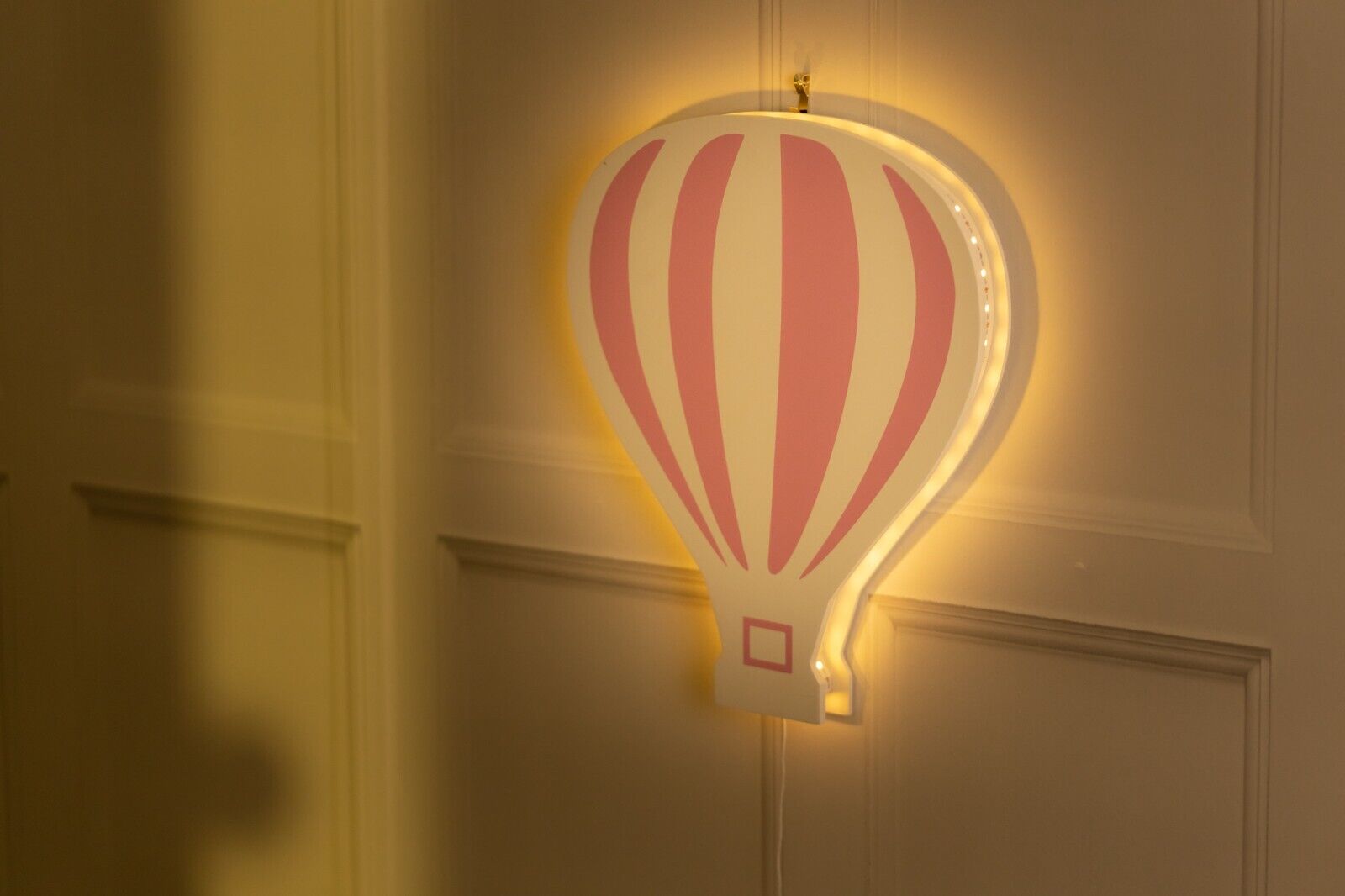 Kid's Night Light Lamp Balloon Moon Cloud Pink Blue Nursery Wooden Decor Home - Picture 37 of 45
