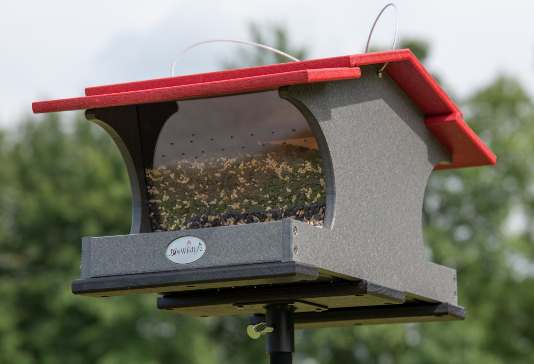 JCS Wildlife Large Poly Hopper Bird Feeder - Mounting Pole Bundles Available! - Picture 21 of 48