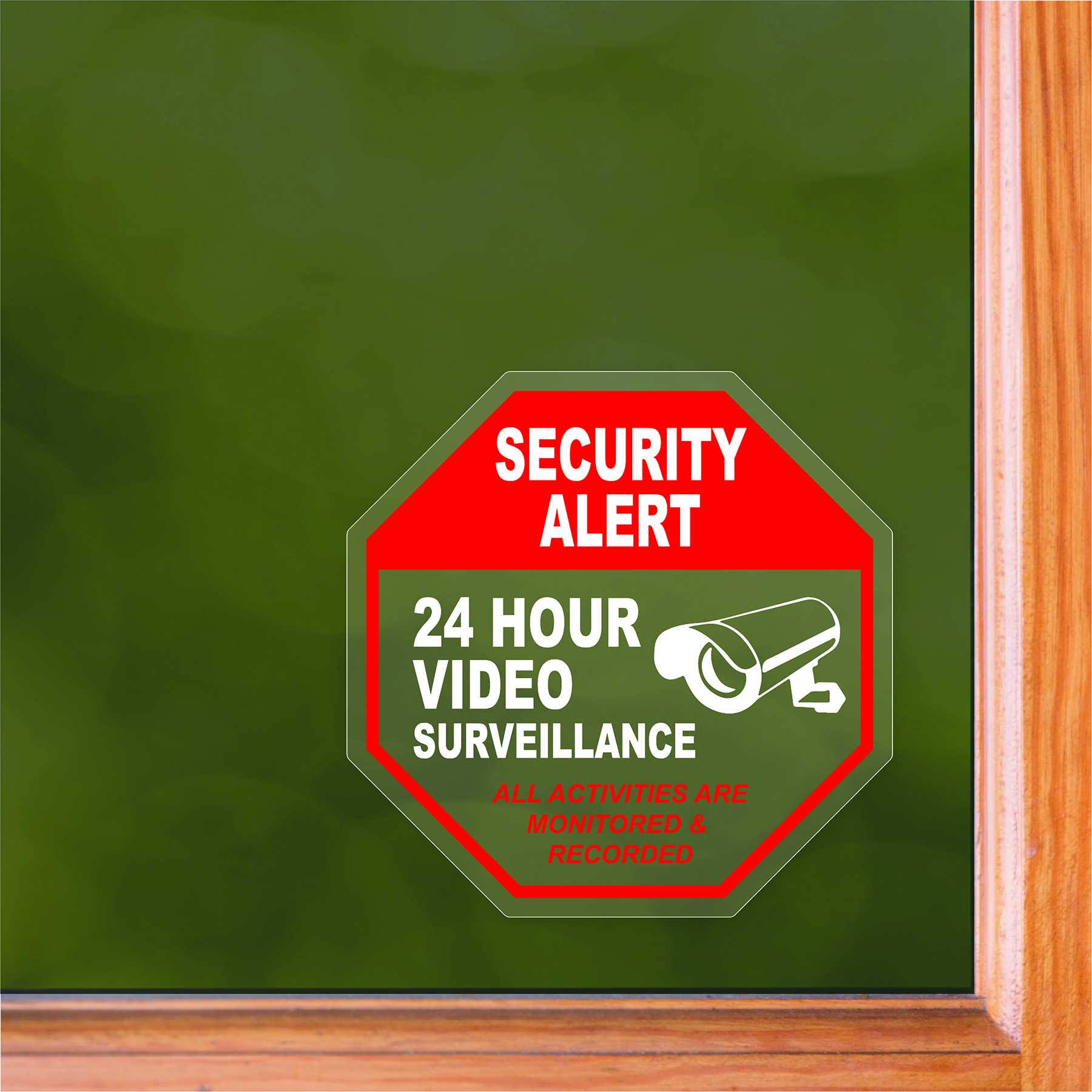 Security Alert 24 Hour Surveillance Small Front Static Cling