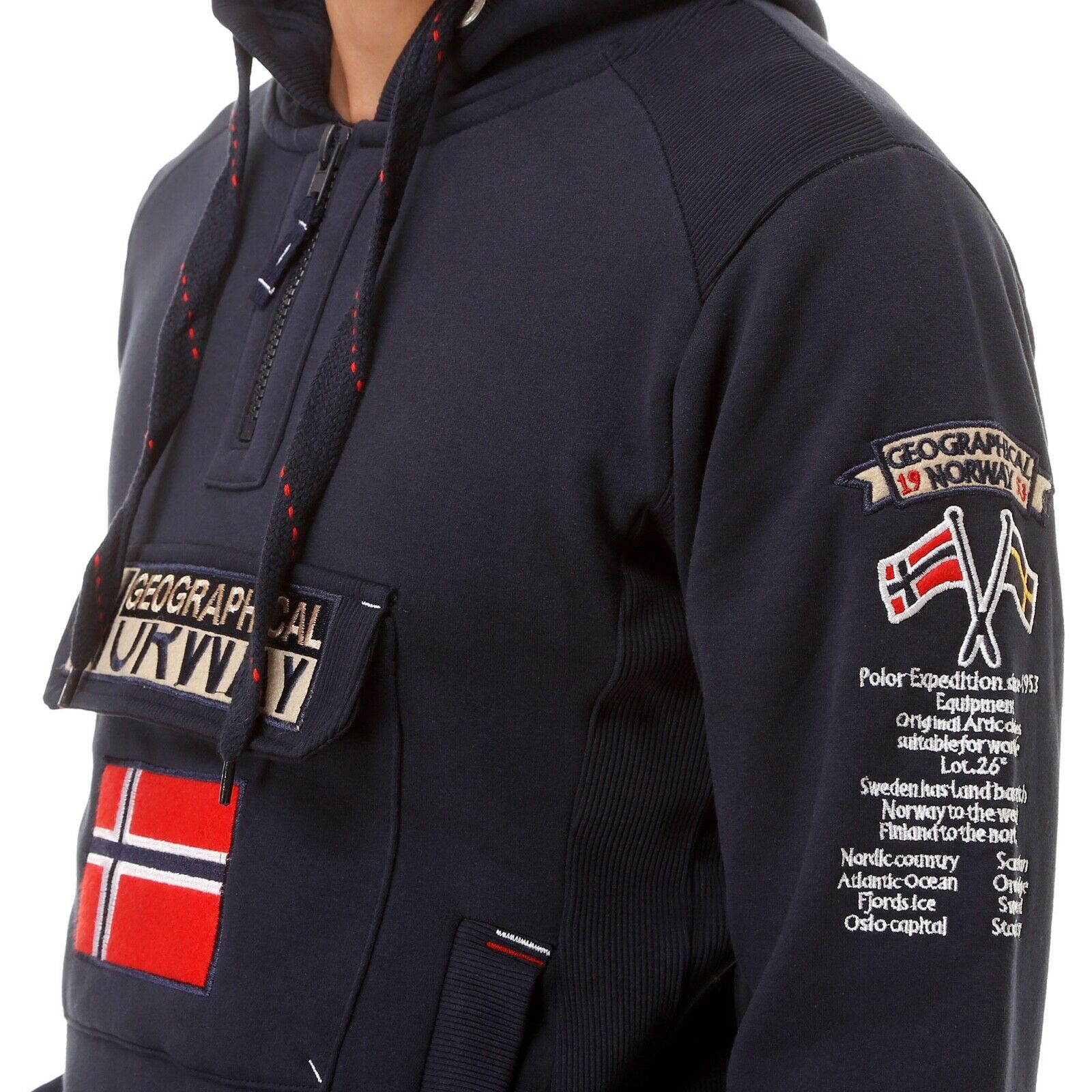 Felpa GEOGRAPHICAL NORWAY GymClass Uomo Men tascone half Zip Anapurna cappuccio - Foto 23 di 45