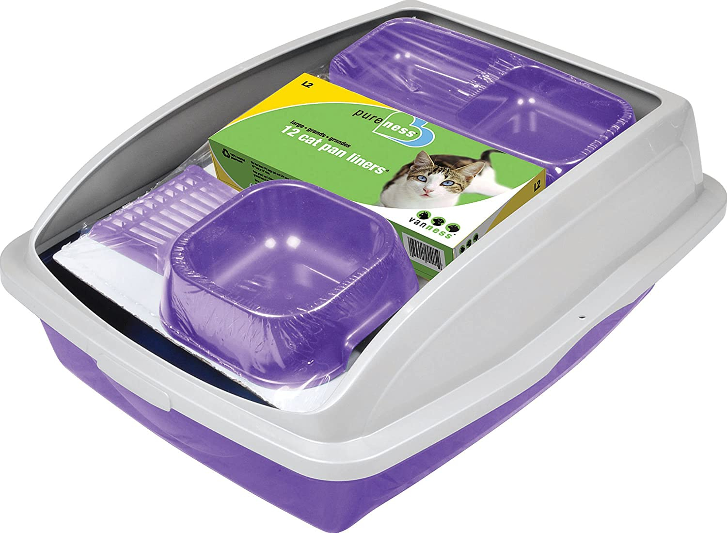 Van Ness Cat Starter Kit with Litter Pan, Cat Pan Liners, Litter Scoop, Food