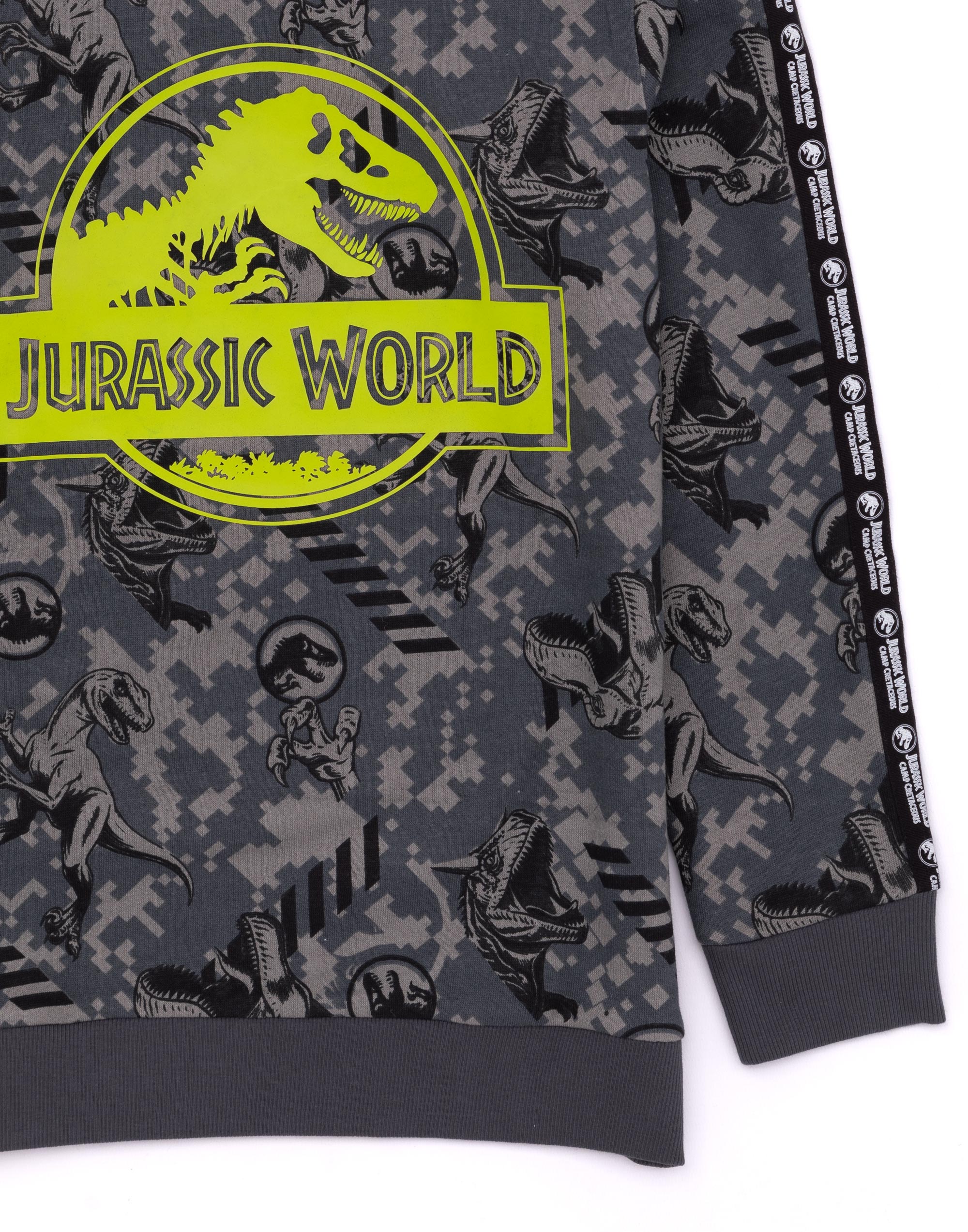 Suéter con capucha Jurassic World para niños | Niños Niñas Campamento T Rex dinosaurio gris - Imagen 8 de 9