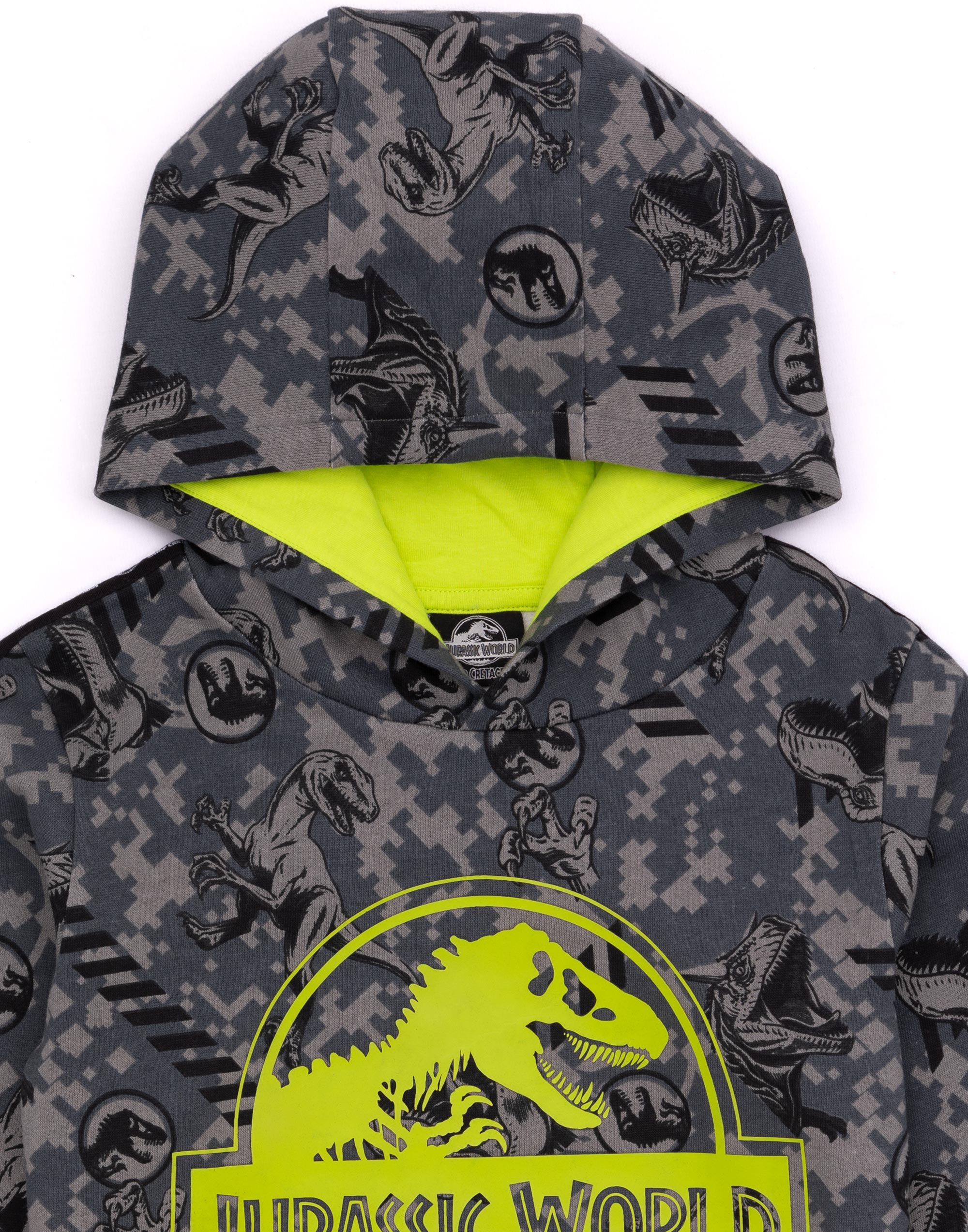 Suéter con capucha Jurassic World para niños | Niños Niñas Campamento T Rex dinosaurio gris - Imagen 9 de 9
