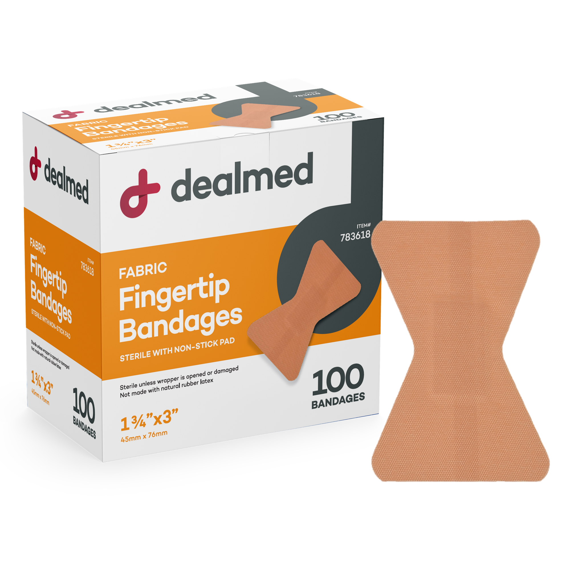 Dealmed Fingertip Fabric Adhesive Bandages with Non-Stick Pad, Latex Free Wound - Picture 10 of 12