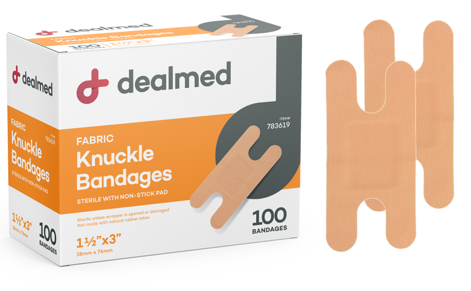 Dealmed Fabric Knuckle Bandages with Non-Stick Pad, Sterile, Latex Free Wound - Picture 10 of 11