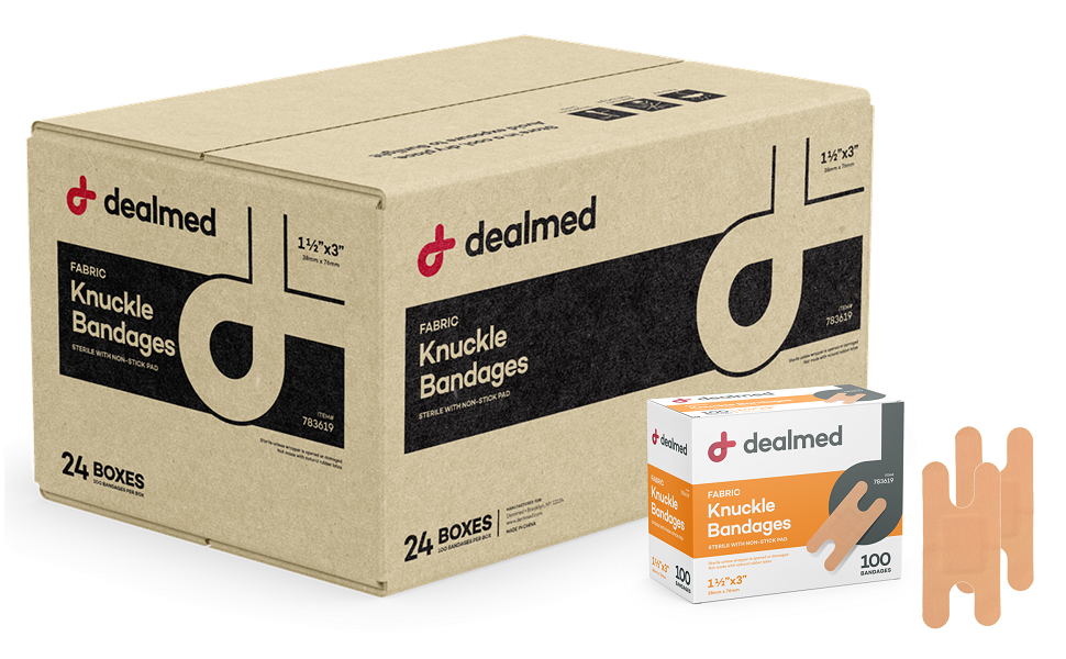 Dealmed Fabric Knuckle Bandages with Non-Stick Pad, Sterile, Latex Free Wound - Picture 9 of 11