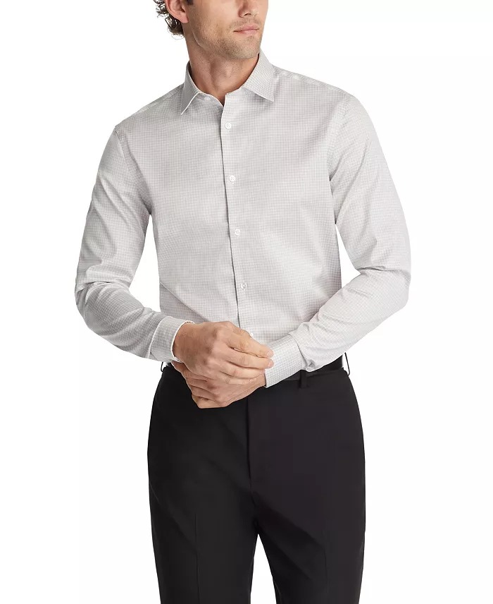 calvin klein refined cotton dress shirt Mens XL17.5 34/35 Taupe Reg Fit Stretch meta-related-collection-The-Wedding-Shop color:Lime Green Suit Pant, Luxury Pants,Black Poplin shirt and a tall fit
