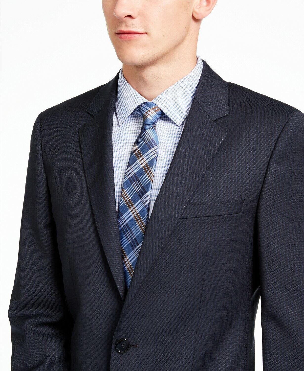 Hugo Boss Henry 182 Men's Slim-Fit Navy Blue Stripe Suit Jacket 38