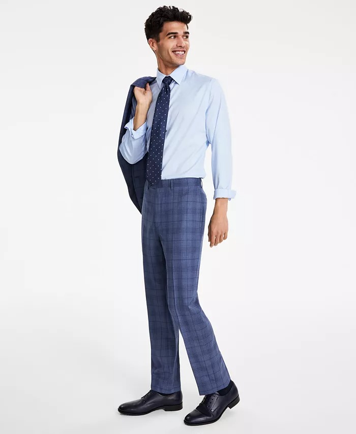 green emerald velvet dress HolloMen Gray Plaid Slim-Fit Men's Dress Pants
