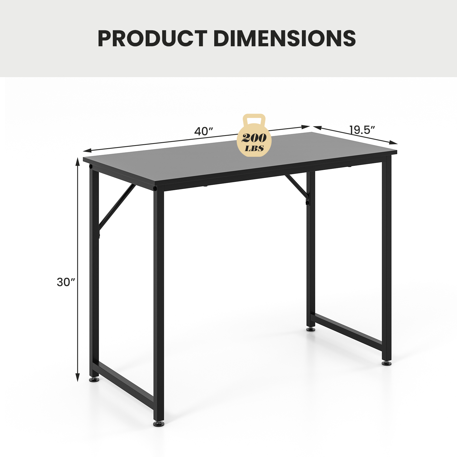 Costway Writing Workstation Study Laptop Table Computer Desk Office Home Black - 第 2/8 張圖片