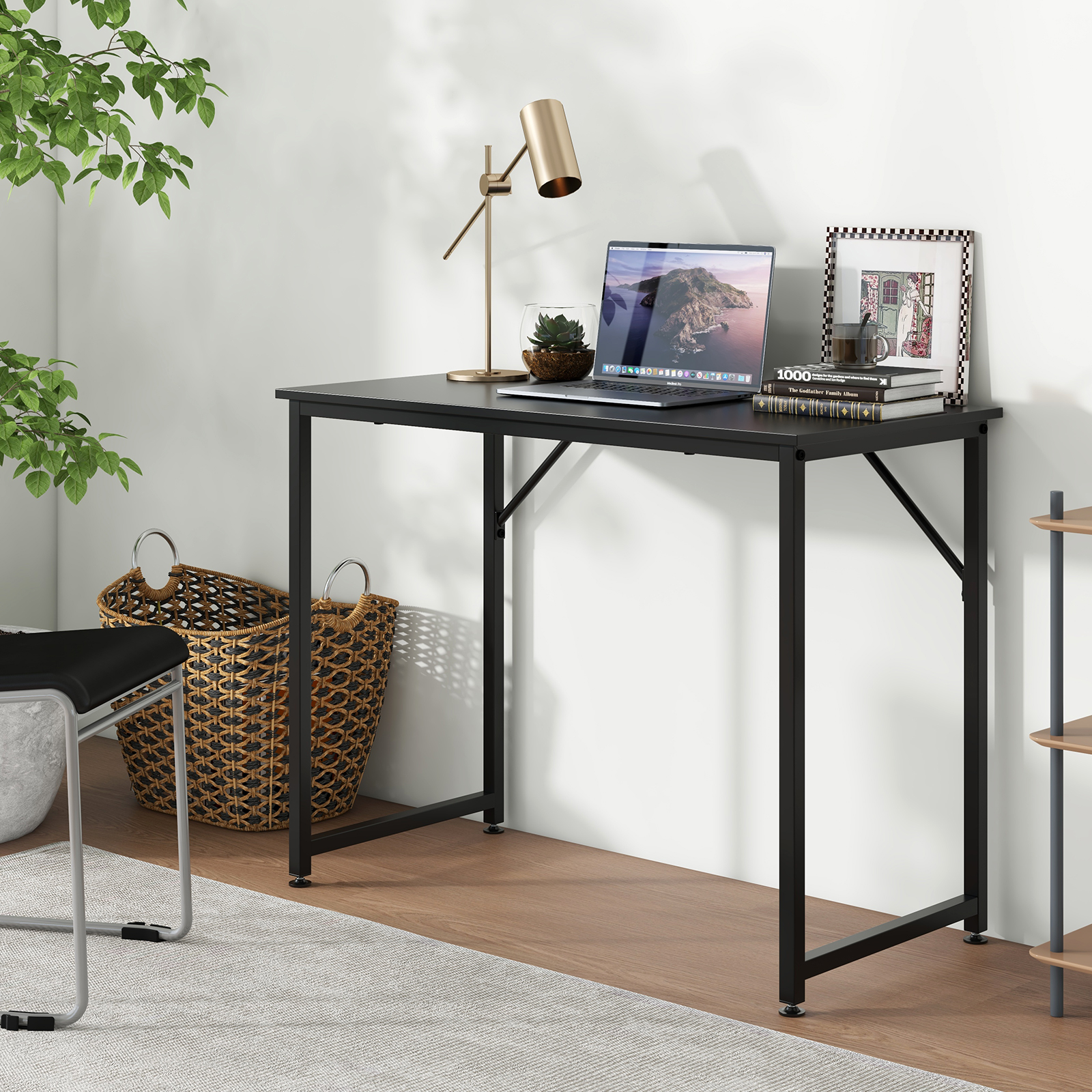 Costway Writing Workstation Study Laptop Table Computer Desk Office Home Black - 第 3/8 張圖片