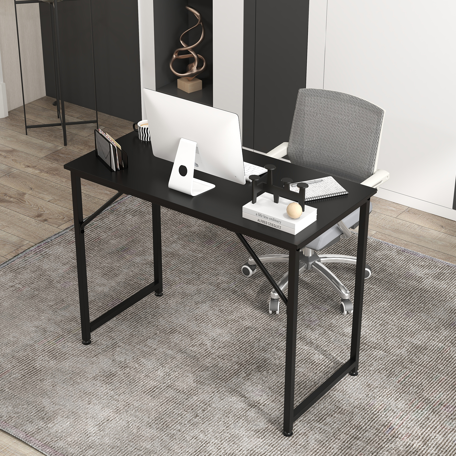 Costway Writing Workstation Study Laptop Table Computer Desk Office Home Black - 第 4/8 張圖片