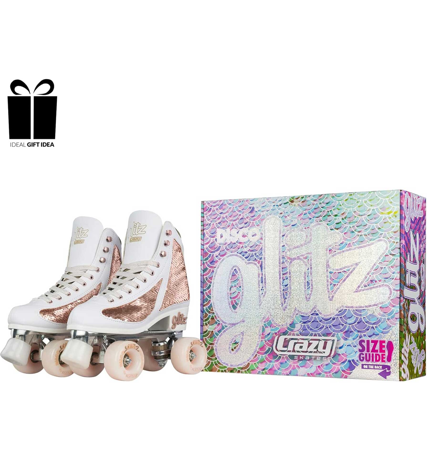 Crazy Skates GLITZ Quad Rollerskates for Girls Women Ladies Sequin Roller Size - Picture 31 of 39