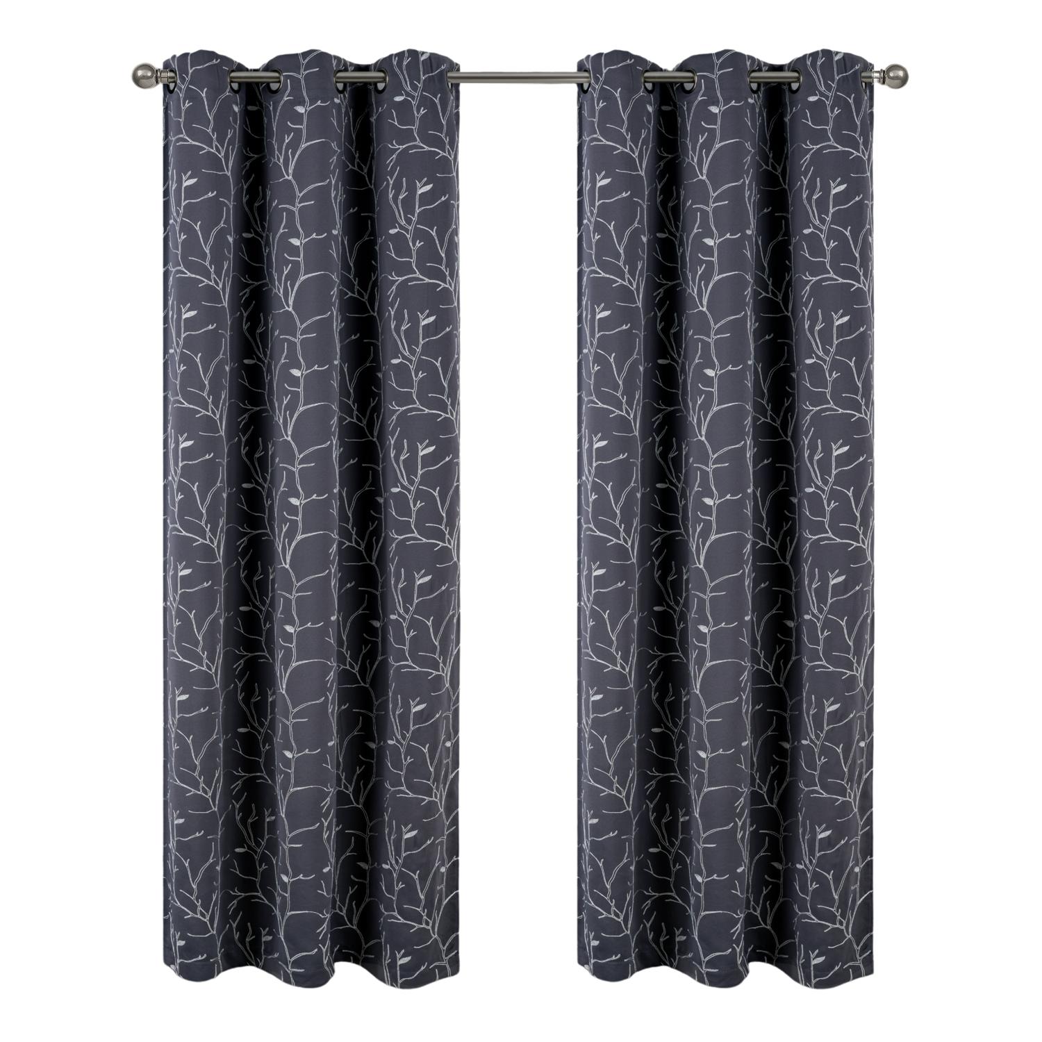 RT Designer Collection Luciana Embroidered Blackout Panel Charcoal - Picture 9 of 15
