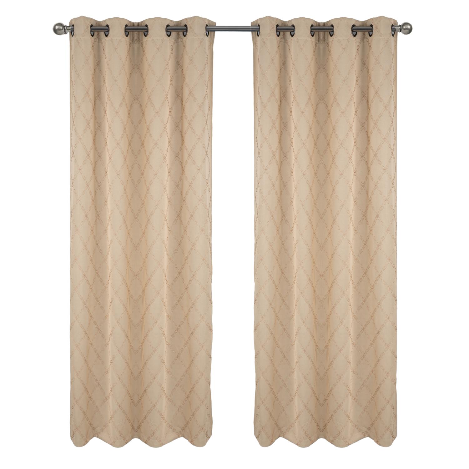 RT Designer Collection Gable Embroidered Blackout Panel Beige - Picture 8 of 15
